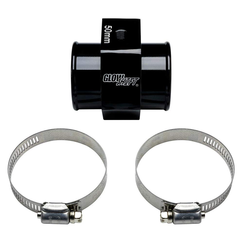 GlowShift 50mm Radiator Hose Adapter for Water Temp Gauge - for Car Cooling System