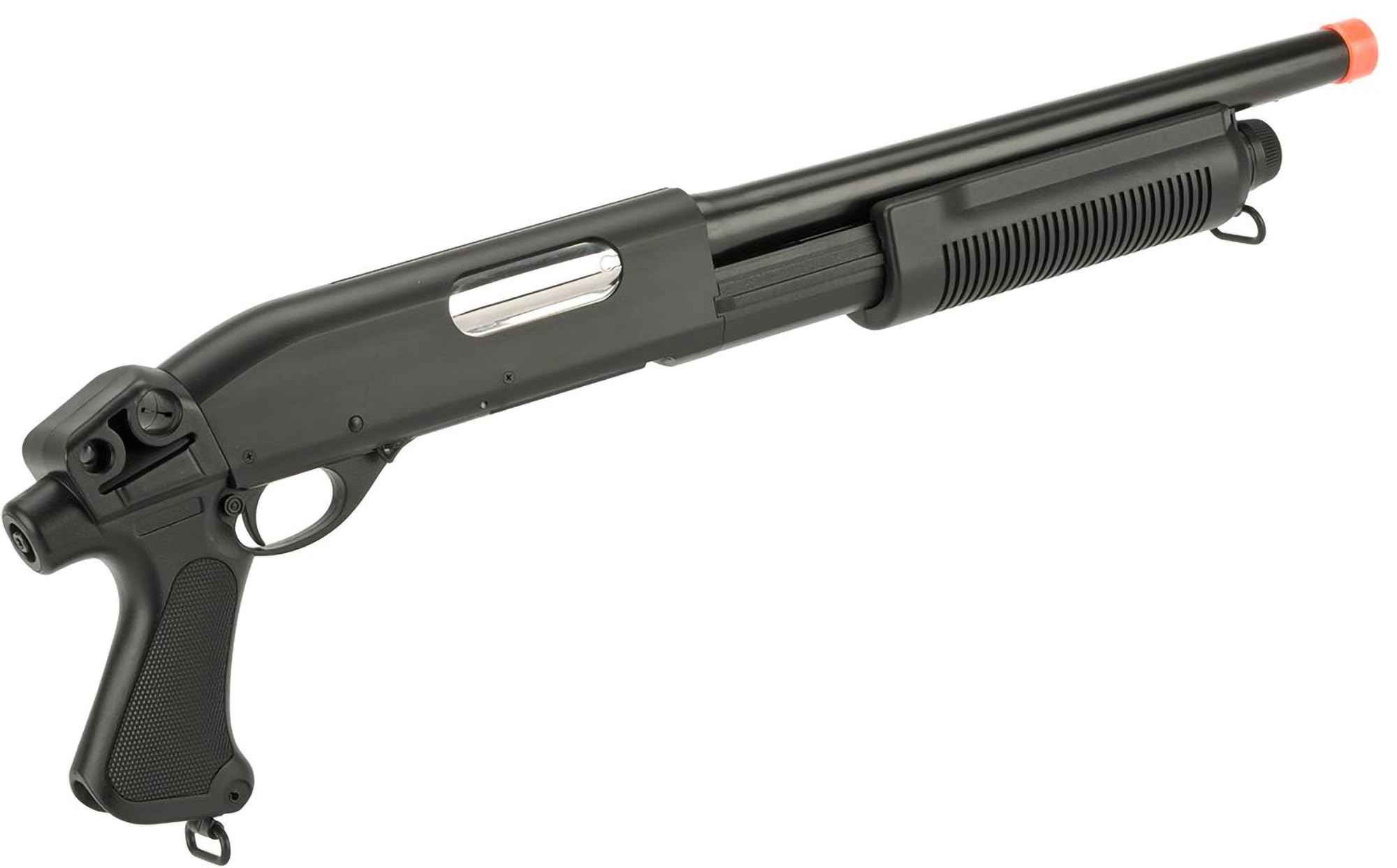 CYMA Standard M870 3-Round Burst Airsoft Shotgun with Multi-Shotshell Loading - Tactical Pistol Grip - Perfect for Airsoft Battles & Outdoor Training (Model: CM350M)