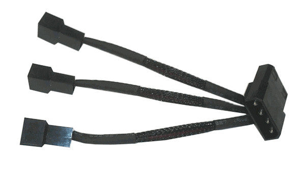 Mini 4 Pin to Triple 3 Pin Sleeved PC Fan Power Adapter Cable - Perfect for Custom PC Builds, Case Mods & Cooling System Upgrades