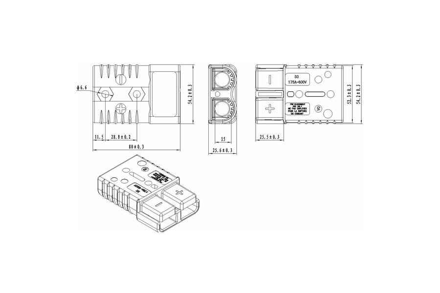 Bulldog Winch Terminals 350A 1/0AWG Heavy Duty Battery Cable Connectors - Perfect for Off-Road Vehicles, ATVs, and Marine Applications