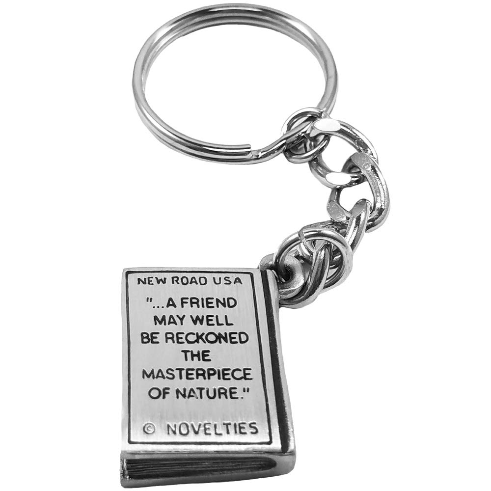 Premium Pewter Nathaniel Hawthorne Quote Keychain - 'Time Flies Over Us But Leaves Its Shadow Behind' - Unique Literary Gift for Book Lovers, Writers & Graduates