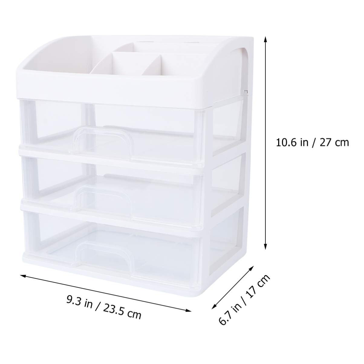 TOPBATHY 3-Tier Clear Acrylic Desk Organizer - Pencil Holder & Makeup Storage Case for Office, Home, and School | White Desktop Organizer with Drawer for Stationery, Cosmetics, and Office Supplies | Perfect for Desk, Vanity, and Dorm Room Organization