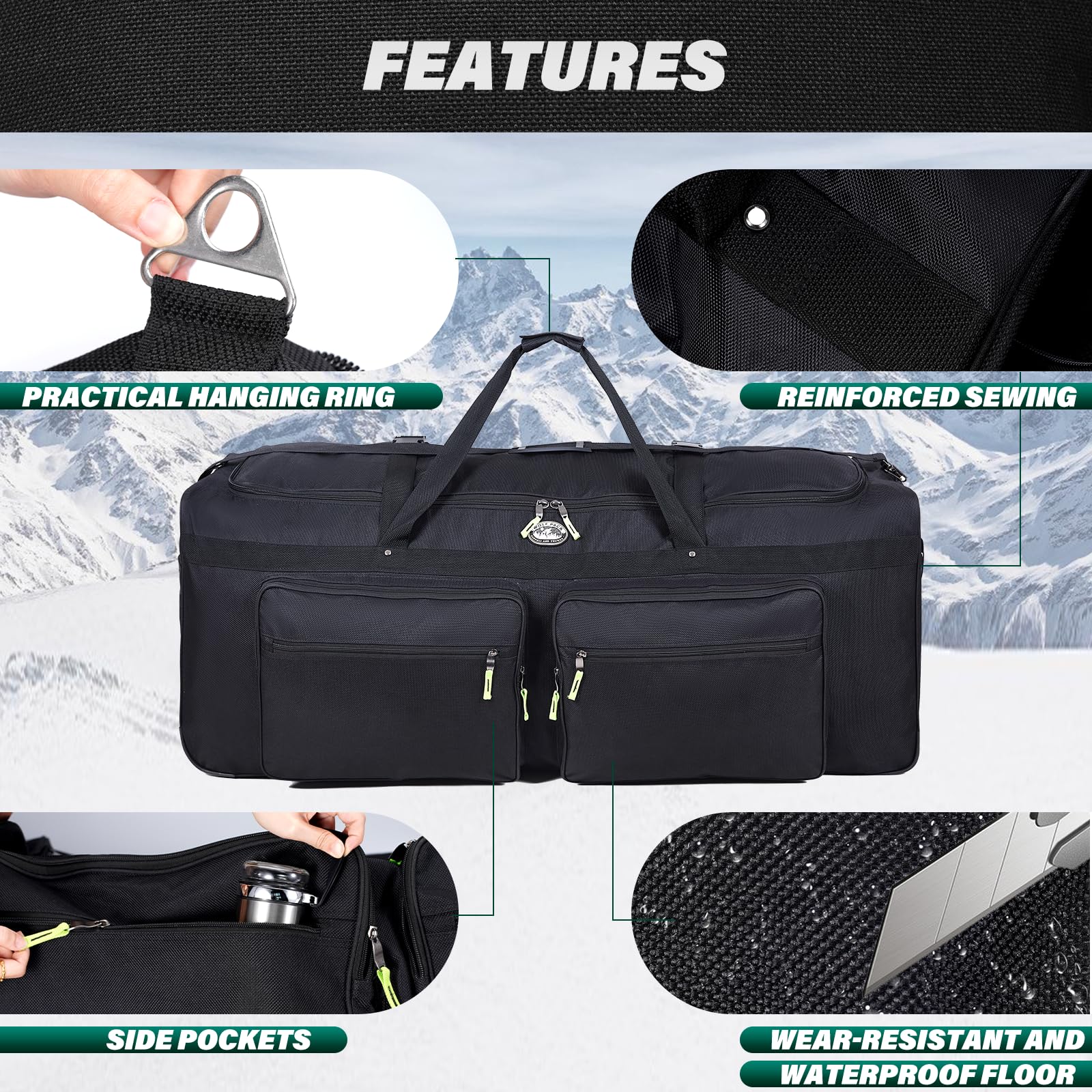 1800D Heavy Duty Soft Camping Trunk with Shoulder Straps - Durable Storage for Kids' Sleepaway Camp Gear & Travel Essentials