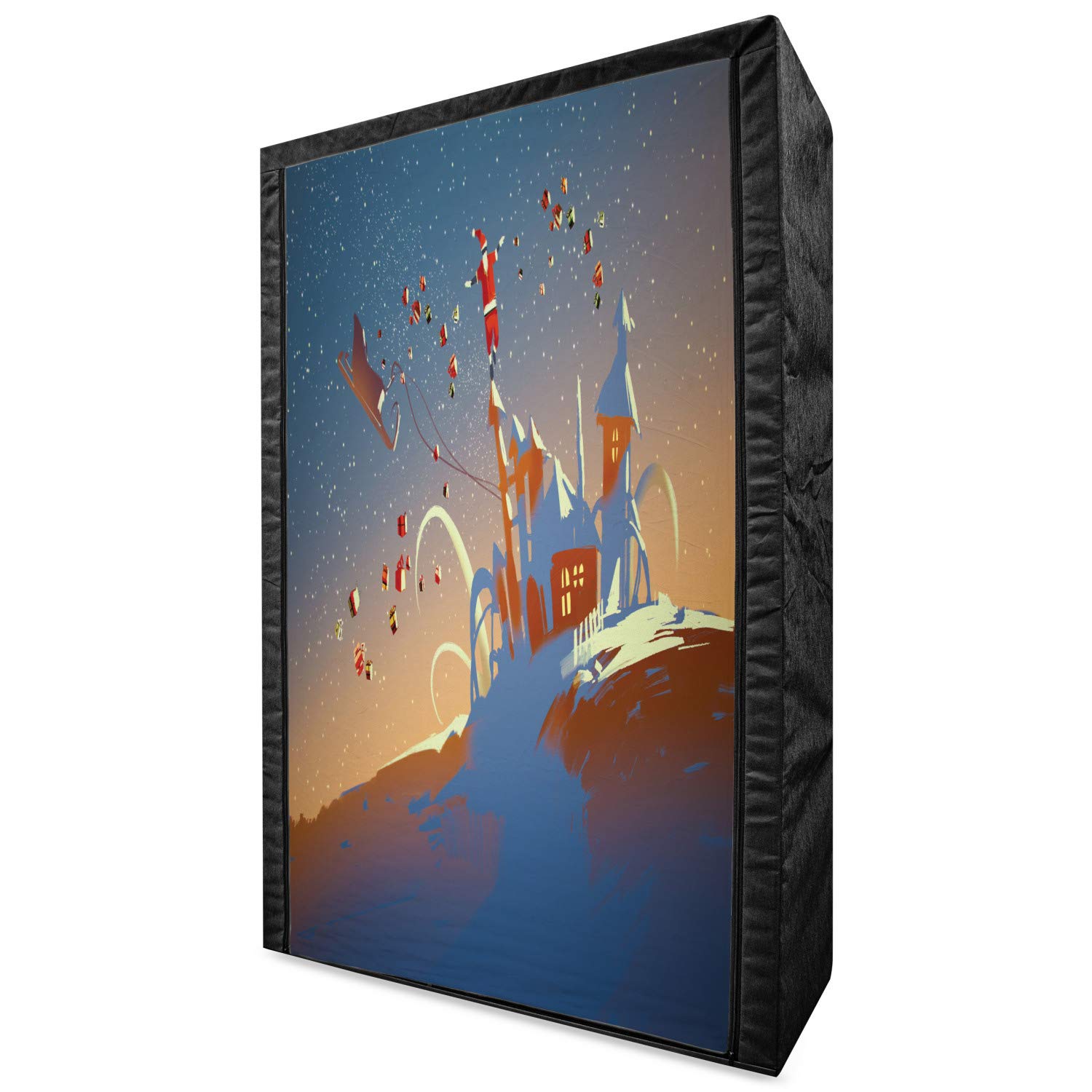 Ambesonne Fantasy Portable Fabric Wardrobe - Santa Claus Winter Abstract Art Print, 42.5