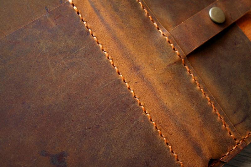 Premium Custom Embossed Genuine Brown Leather Portfolio Holder - Professional Document Organizer for Business Meetings & Executive Gifts