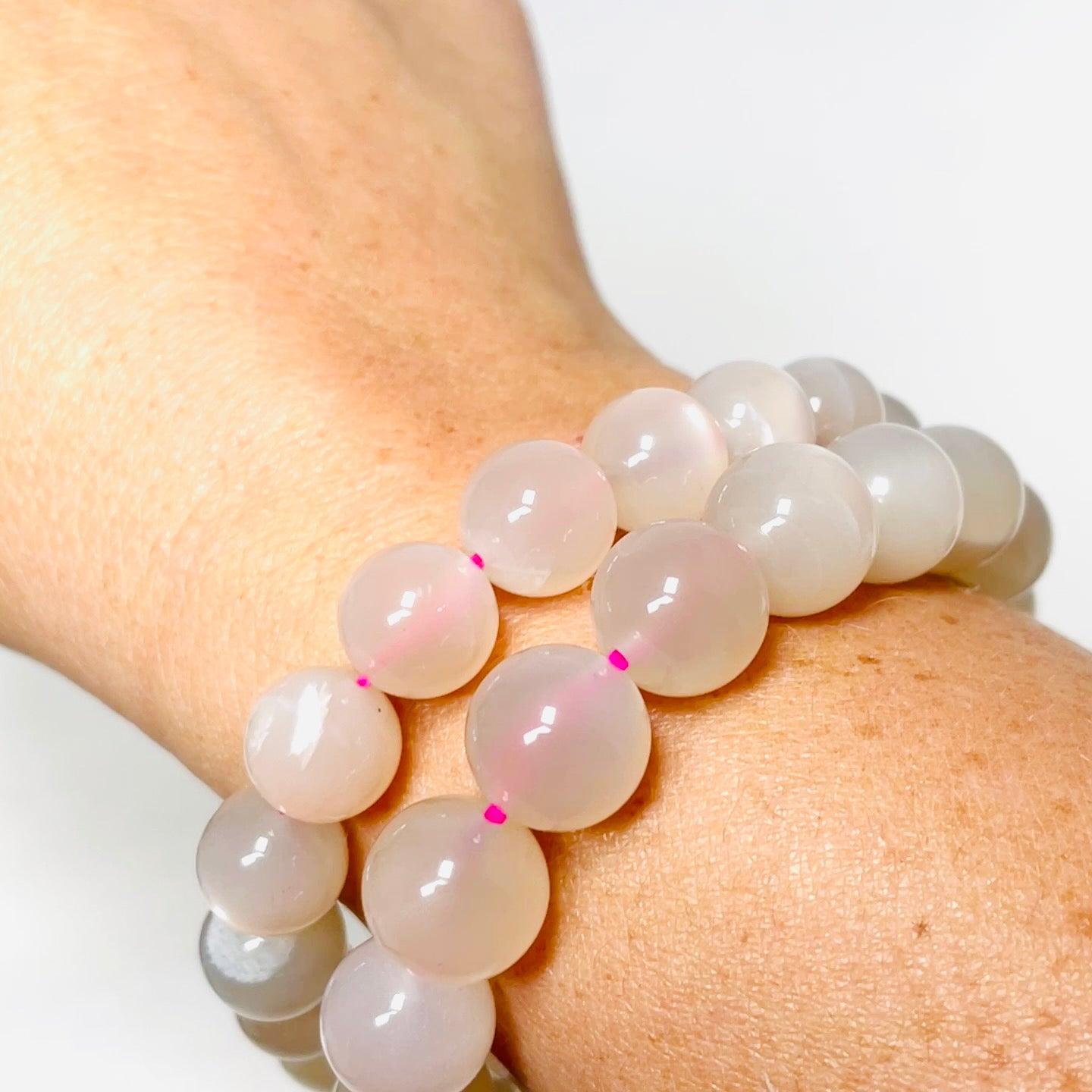 Pink Moonstone Bracelet for Women - Healing Crystal Jewelry for Meditation, Yoga & Positive Energy