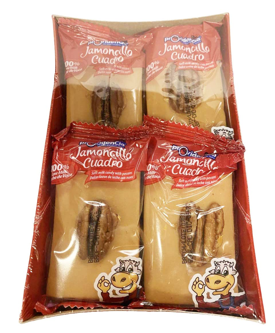 Soft Milk Candy with Pecans - Jamoncillo Cuadrado 8 Pieces (1lb 4.3oz) - Perfect for Gifts, Parties & Mexican Dessert Platters