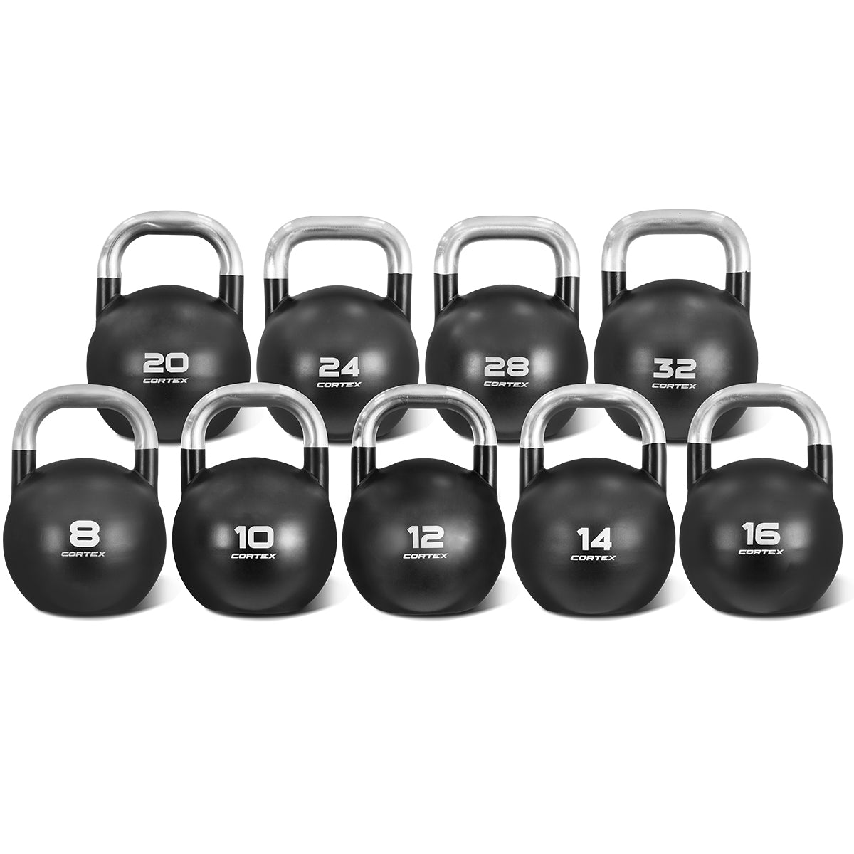 CORTEX 8kg to 32kg Commercial Steel Kettlebell V2 Set - Premium Gym Equipment for CrossFit, Strength Training & Home Workouts