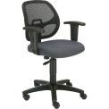 Ergonomic Mesh Back Office Chair with Arms - Breathable Fabric, Adjustable Height & Lumbar Support - Comfortable Gray Desk Chair for Home Office, Conference Room & Workspace