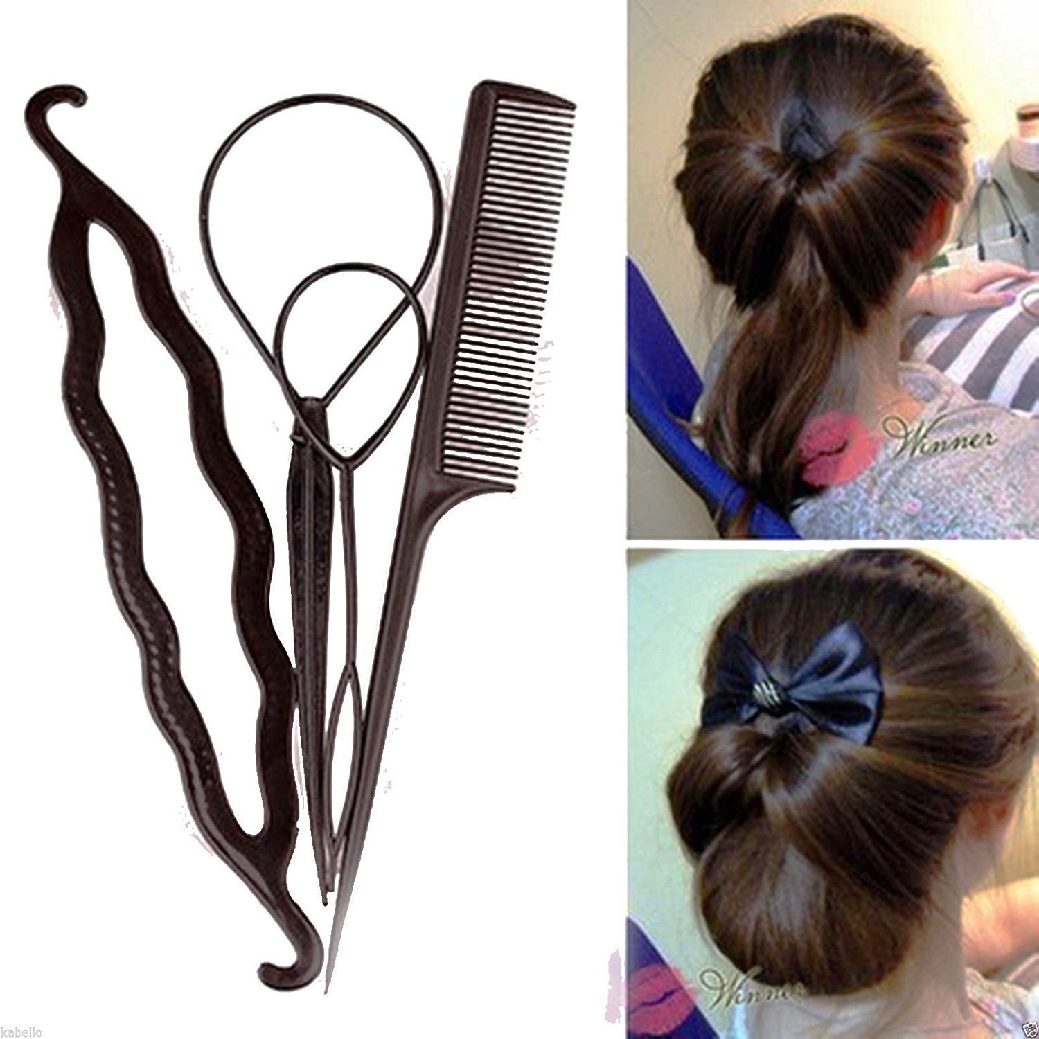 4Pcs/Set Black Plastic DIY Hair Styling Tools - Hair Clips & Combs for Women | Perfect for Salon, Home Hairstyling & DIY Hair Accessories (Pack of 2)