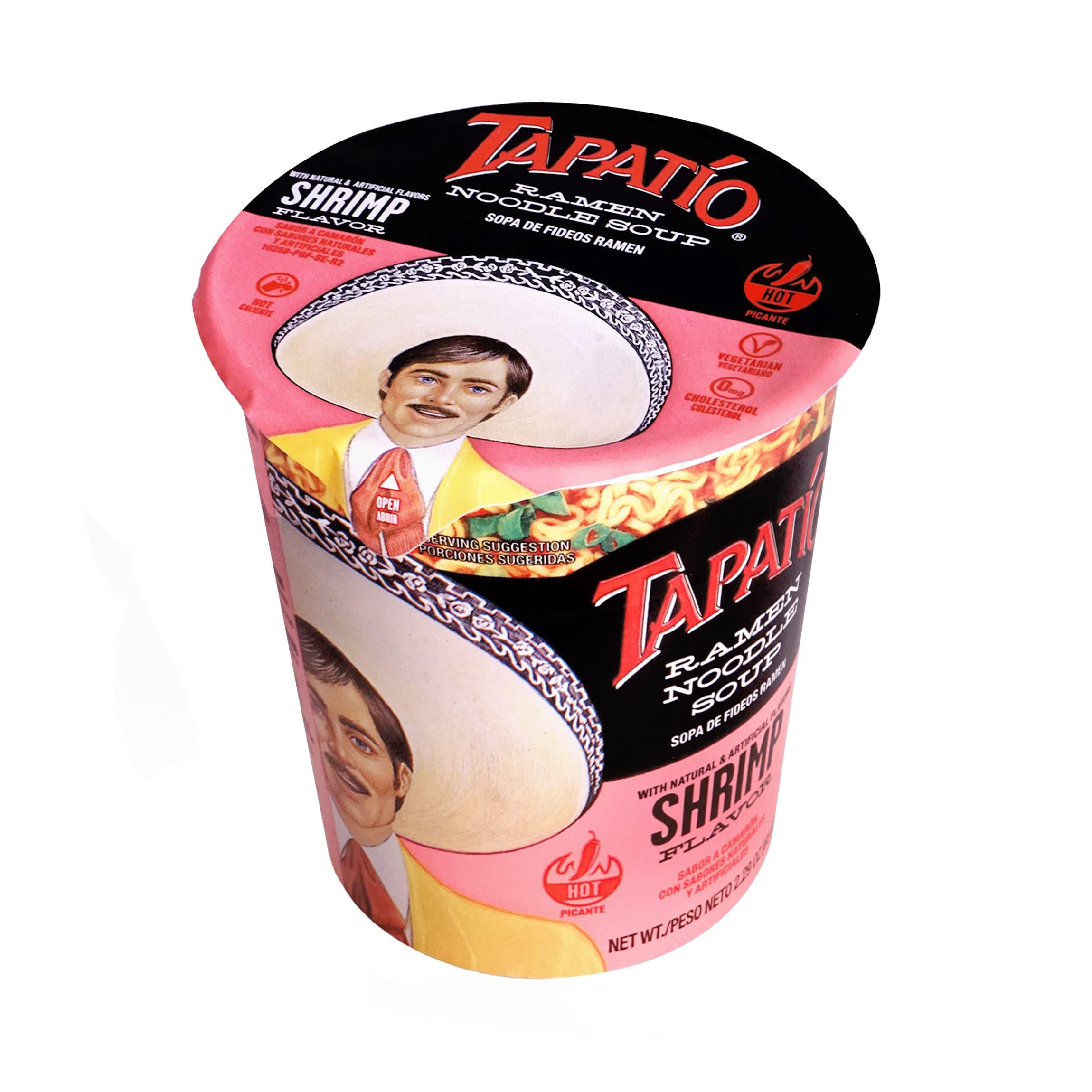 Tapatio Spicy Ramen Noodle Soup Cup - Shrimp Flavor - 2.29 Oz (Pack of 12) | Instant Lunch, Quick Meal, Office Snack, College Dorm Food, Emergency Pantry Stock