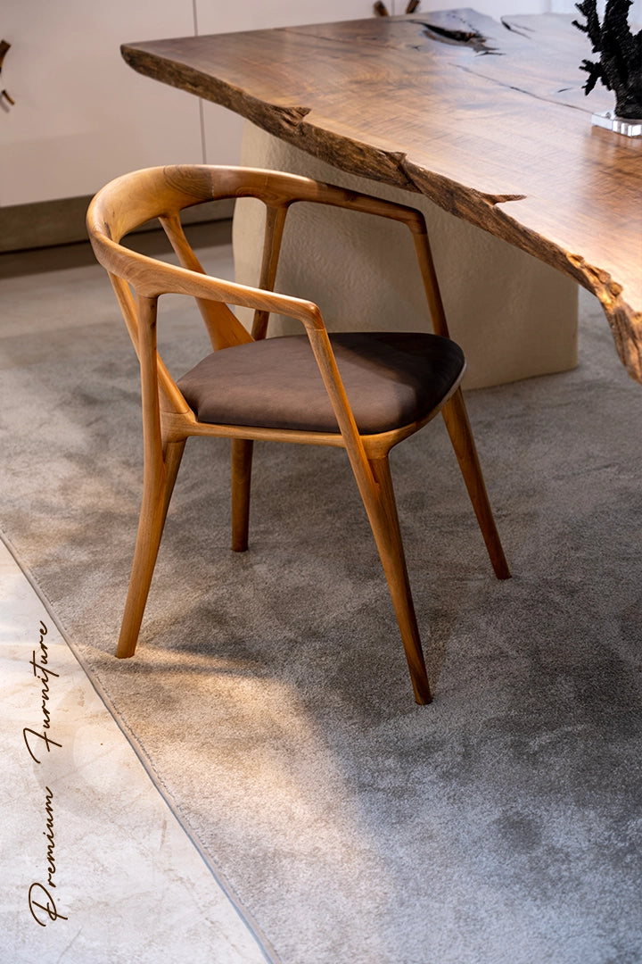 Premium Solid Walnut Dining Chair - Italian Style Luxury Wooden Chair for Home, Restaurant & Office - Elegant & Durable Seating Solution