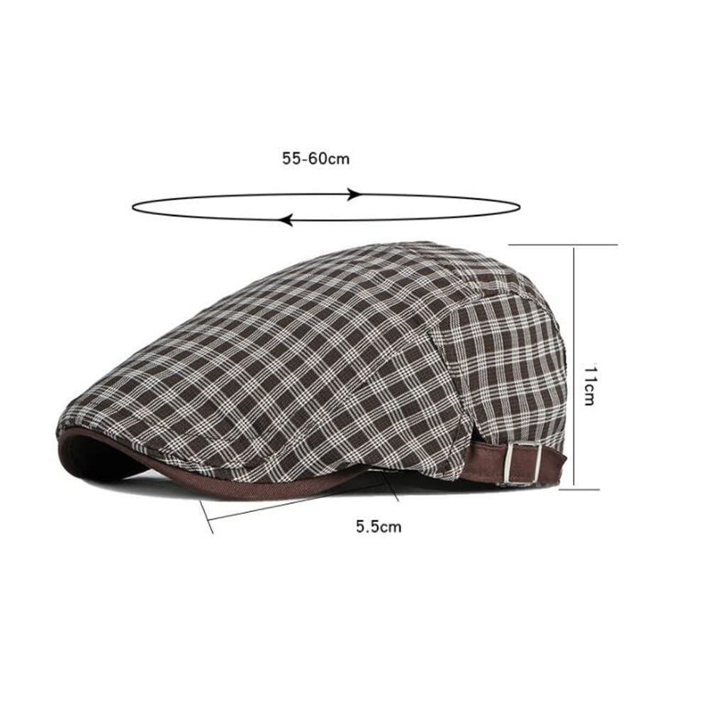 Stylish Plaid Cotton Flat Cap for Men & Women - Adjustable Summer & Spring Sun Hat (55-60cm) - Perfect for Outdoor Activities, Travel, and Casual Wear (Color: B)