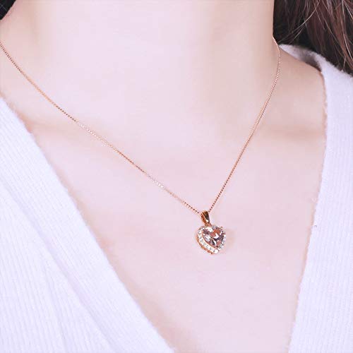 14K Rose Gold Plated Diamond Simulant Round Solitaire Pink Pendant Halo Necklace for Women - Adjustable Slider Chain, Valentine's Day Gift, Anniversary Jewelry (Heart/Dot/Butterfly Design) | Perfect for Date Nights, Weddings & Special Occasions