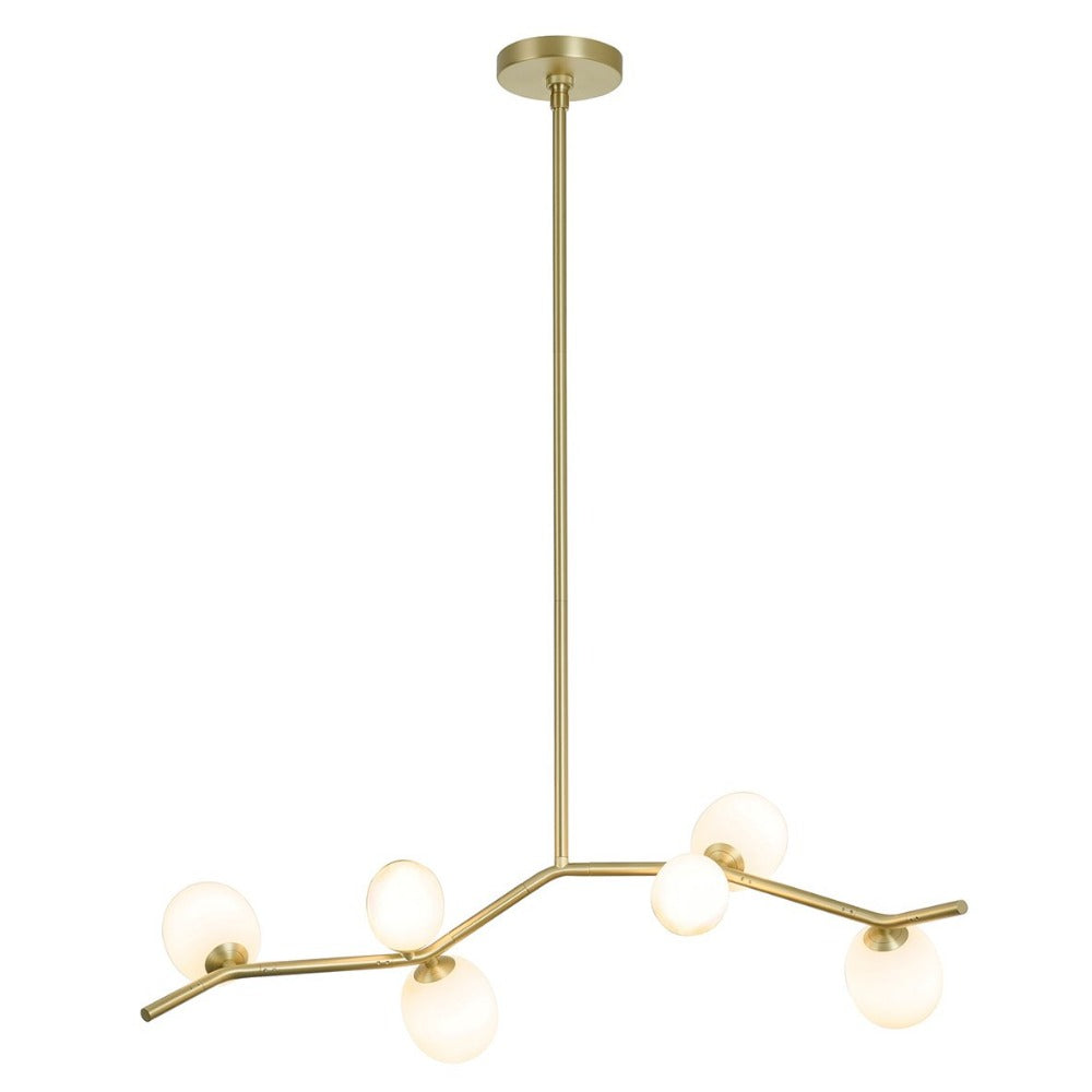DeBerry Modern Linear Chandelier - Sleek 6-Light LED Dining Room Pendant Light Fixture with Crystal Accents - Perfect for Kitchen Island, Dining Table, and Living Room Lighting