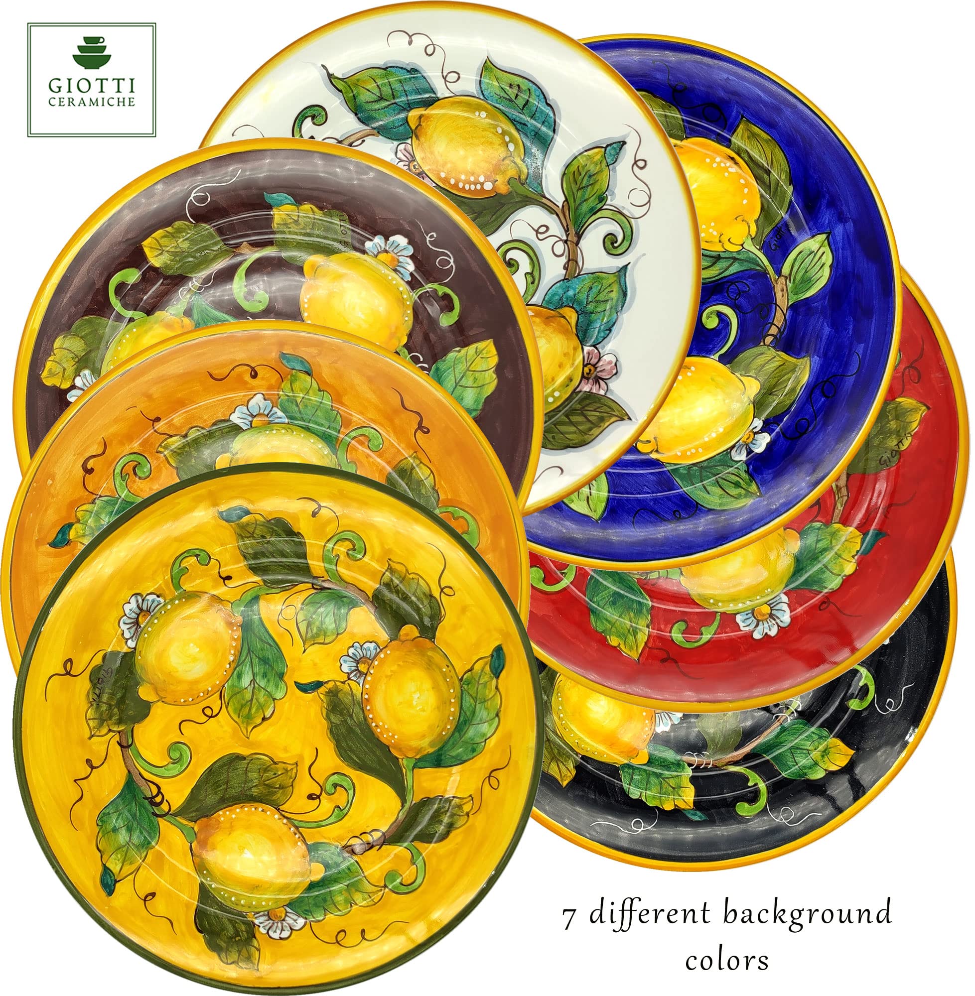 Italian Ceramic Dinnerware Set - Handmade Tuscan Pottery Made in Italy - Blue & Orange Lemon Design Plates & Bowls - Countryside Home Decor for Kitchen & Dining - Perfect for Italian-Themed Parties & Rustic Tablescapes
