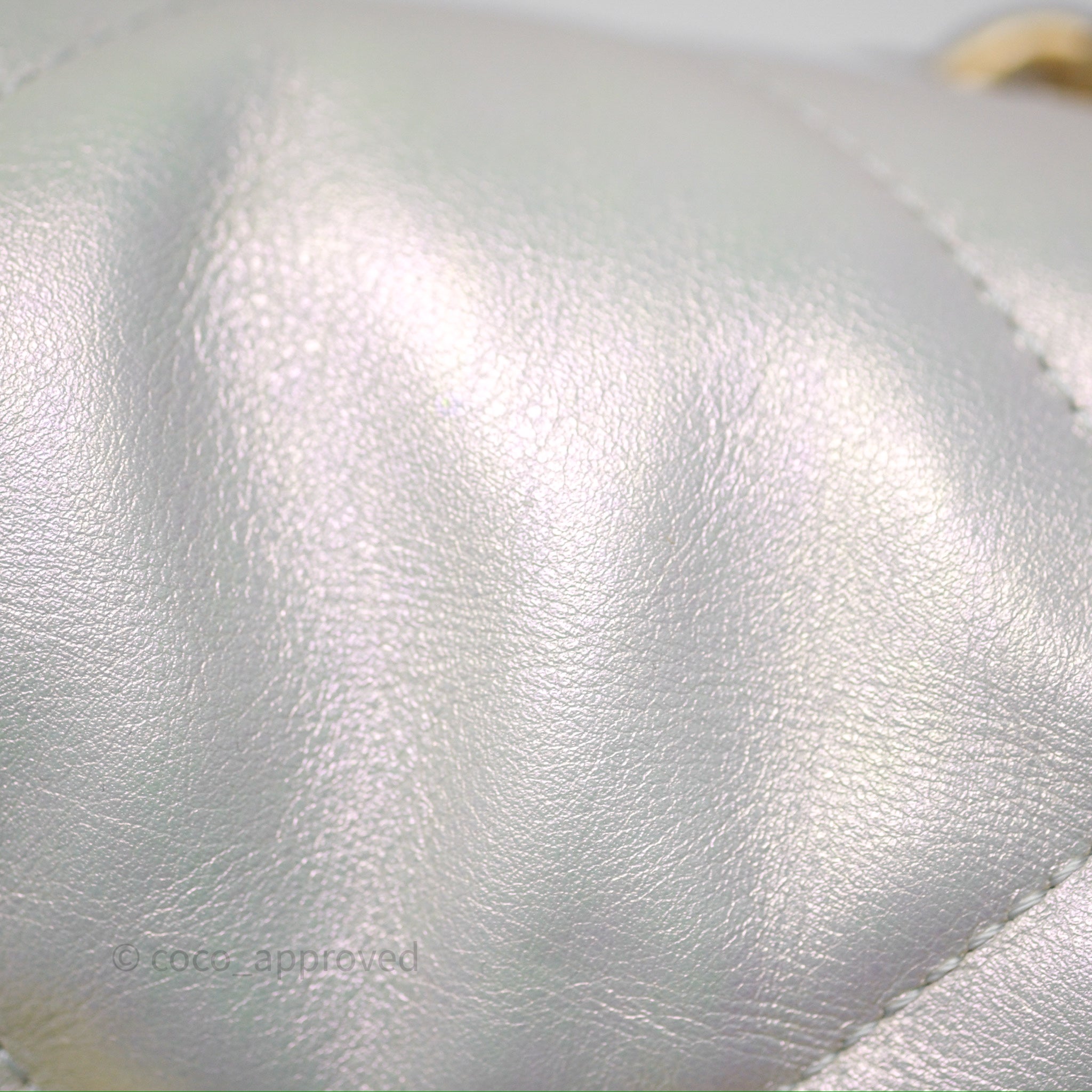 Chanel 19 Small Iridescent White Leather Flap Bag with Mixed Hardware - Perfect for Everyday Luxury & Evening Events