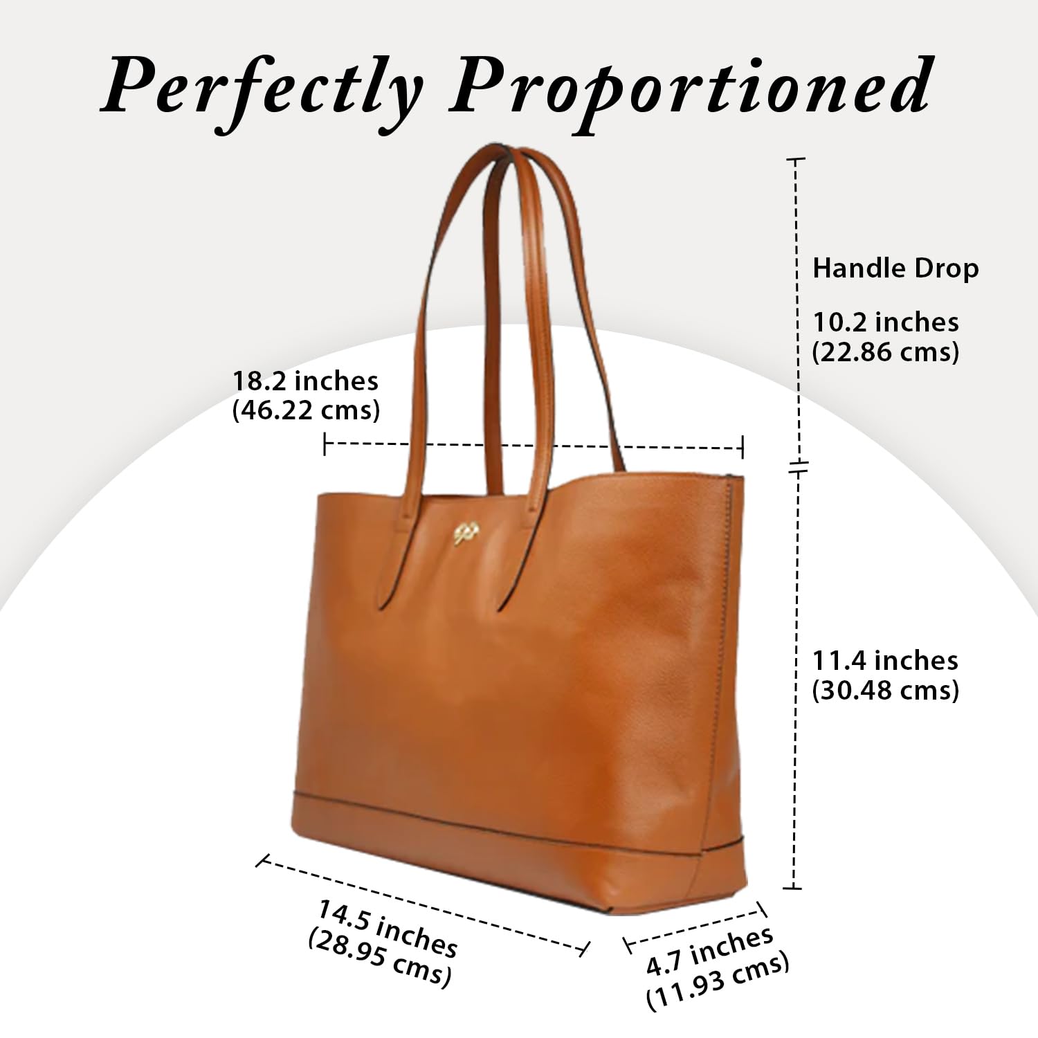 Genuine Leather Tote Bag for Women - Large Handmade Shoulder Bag with Snap Closure | Classic Tan Leather Handbag by Dharavi Market | Perfect for Work, Travel & Everyday Use