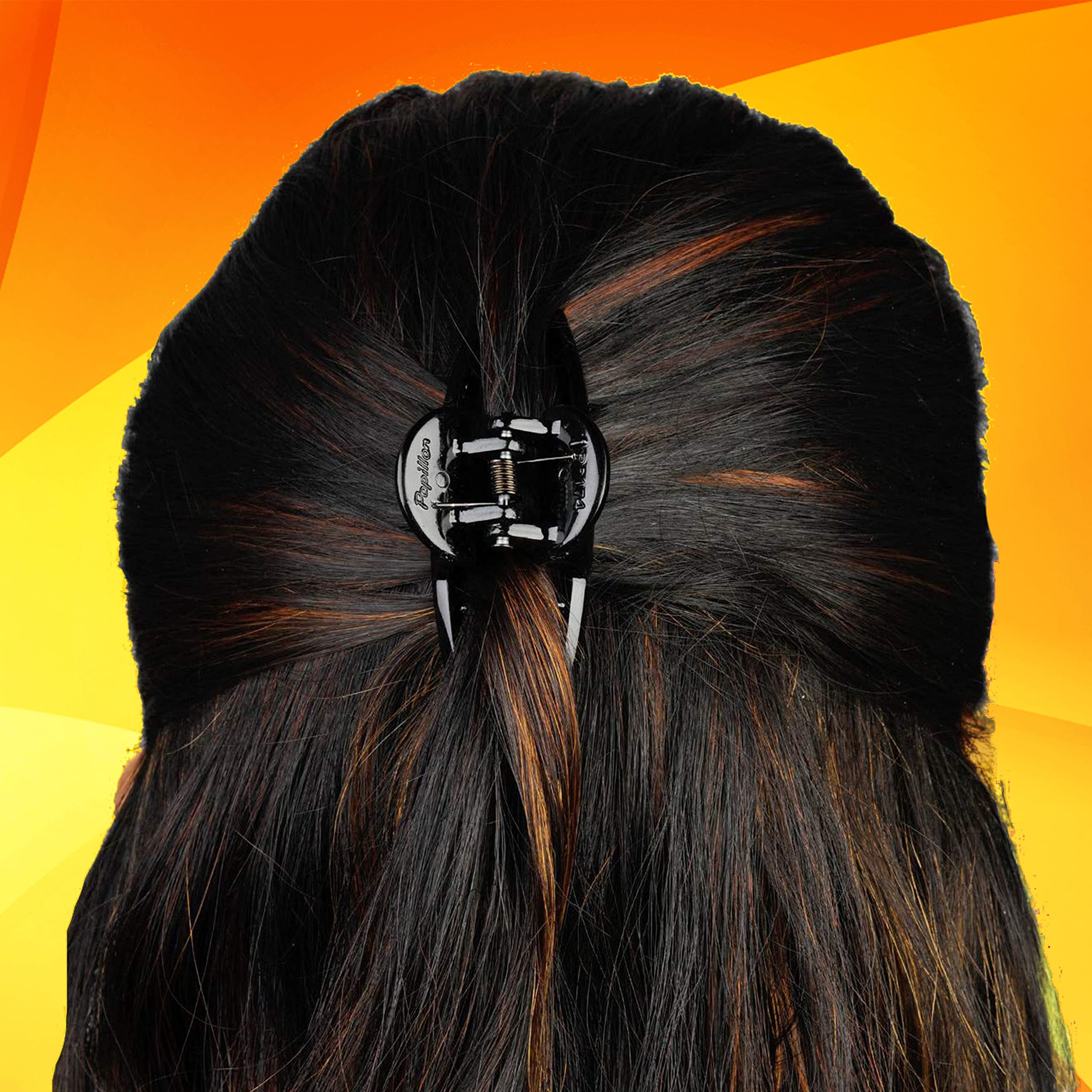 BIRDWARE 5-Pack Medium Hair Claw Clips for Women and Girls - 5cm Banana Butterfly Clips with Strong Grip (Black, Brown, White) - Lightweight Stone Design for Ponytails, Buns, and Everyday Hairstyles