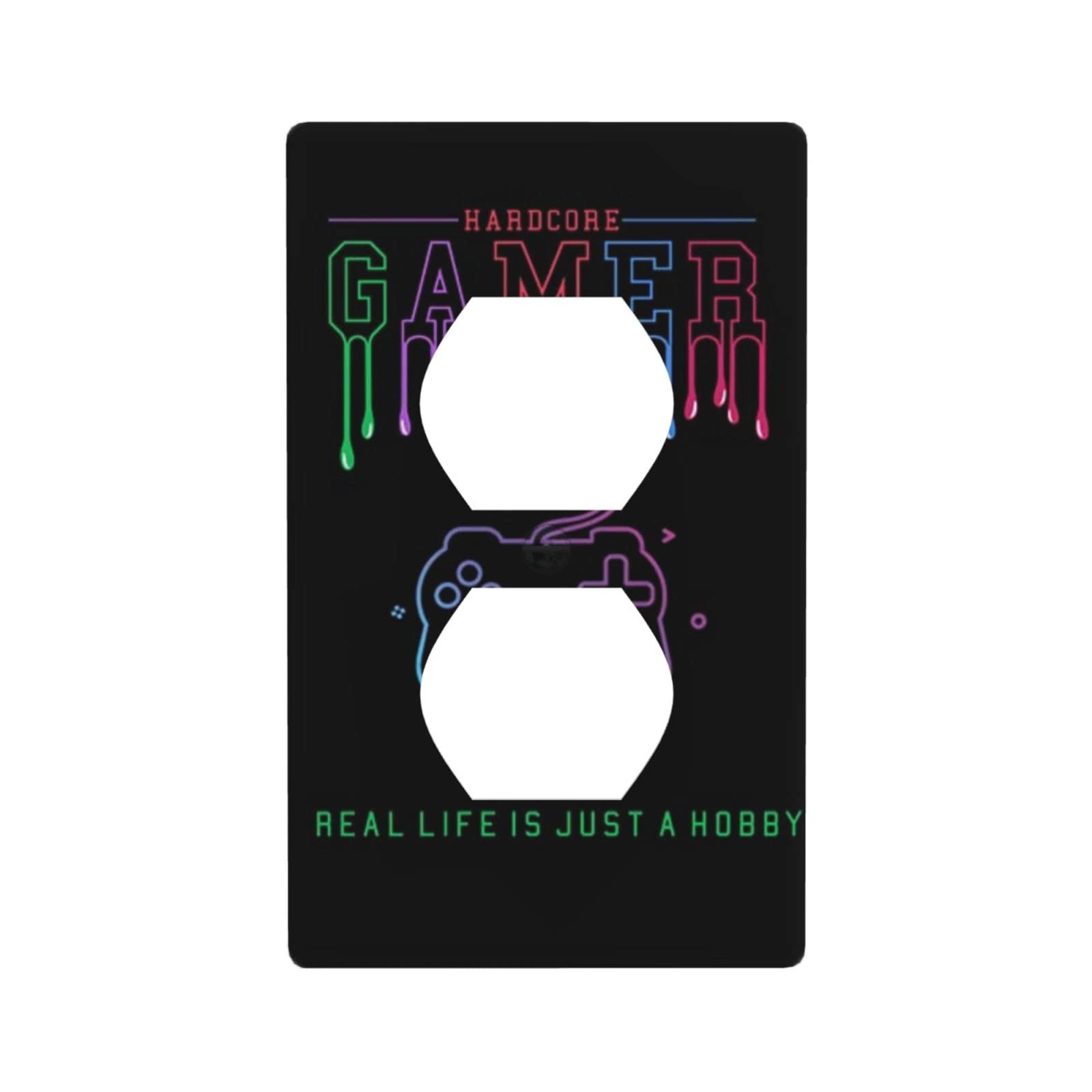 Wireless Gaming Controller Light Switch Cover - Single Gang Plastic Wall Plate for Duplex Outlet - Perfect for Gamer Room Decor & Man Cave Accessories