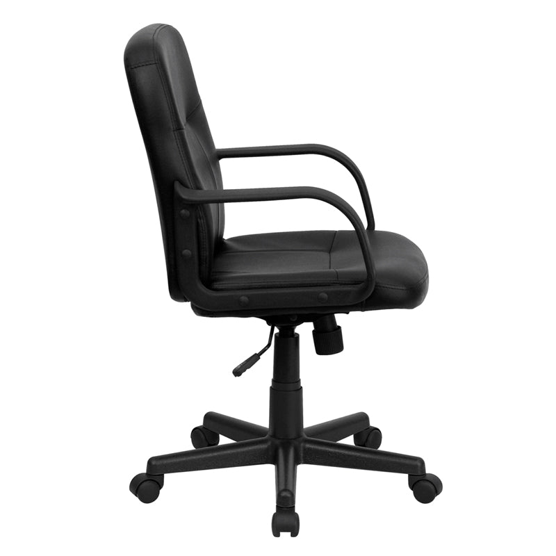 FLASH Paulson Mid Back Black Glove Vinyl Executive Swivel Office Chair with Arms - Ergonomic Desk Chair for Home Office, Conference Room & Workspace