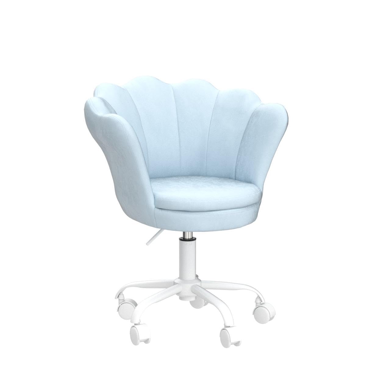 CIMOTA Adjustable Velvet Kids Desk Chair - Light Blue Swivel Shell Vanity Chair for Girls Bedroom & Study Room | Ergonomic Computer Chair for Children | Perfect for Homework, Gaming & Reading