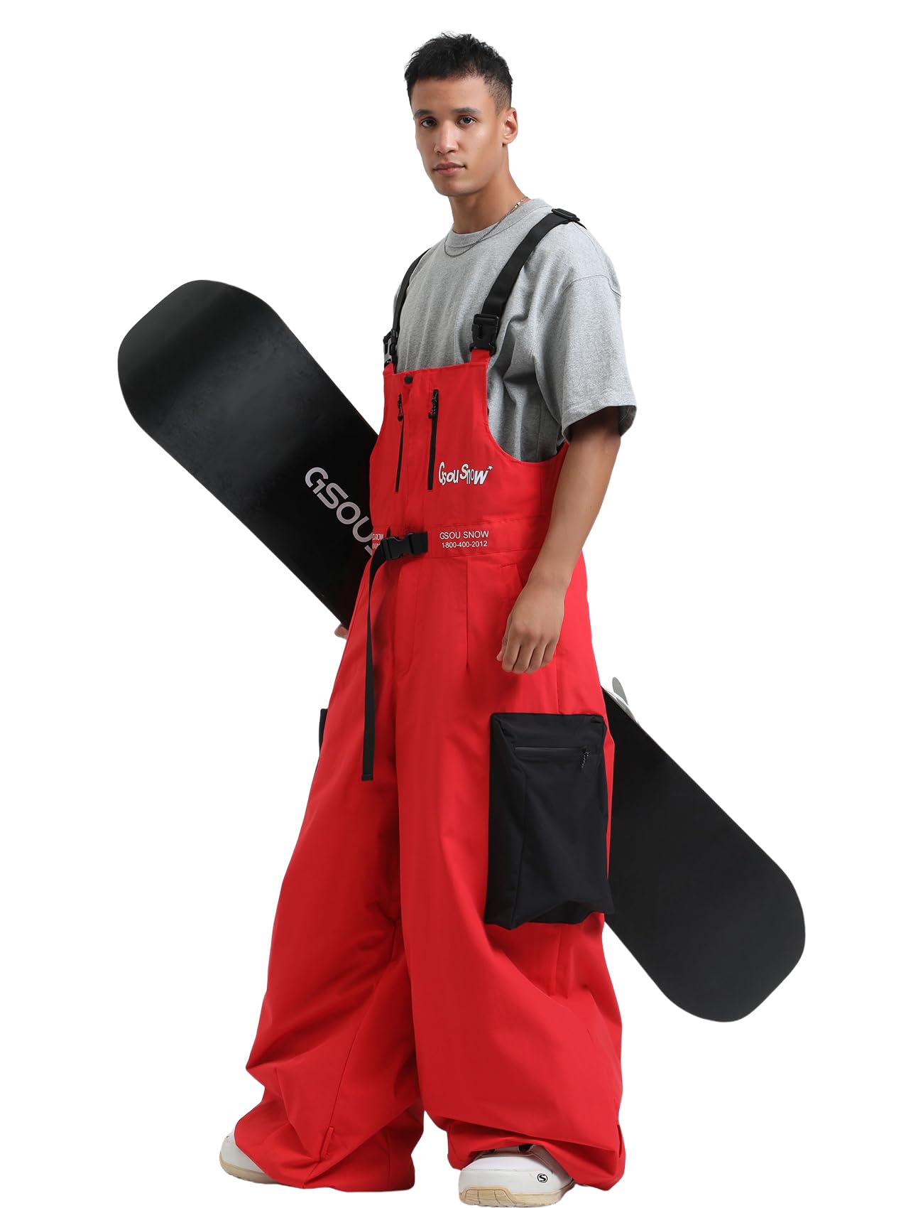 GSOU SNOW Baggy Snowboard Bibs for Women & Men - Insulated Loose Fit Ski Pants Overalls for Winter Outdoor Sports | Waterproof Snowboarding, Skiing, Snow Tubing & Cold Weather Activities