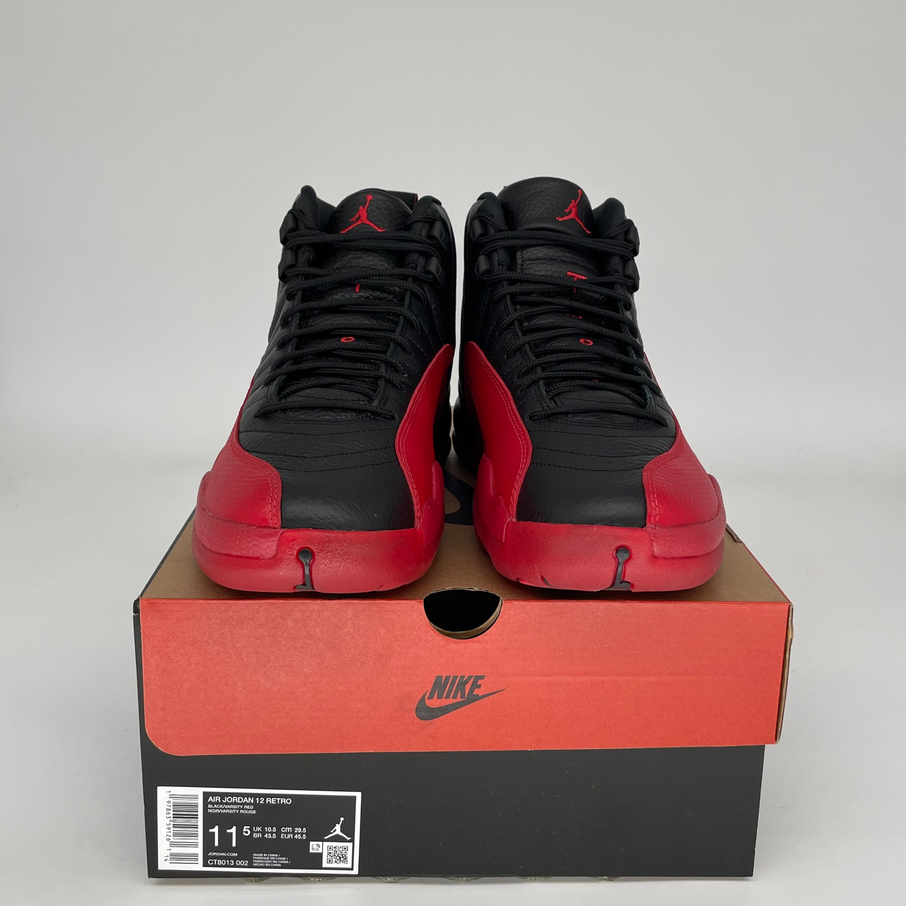 AIR JORDAN 12 FLU GAME Basketball Shoes Men's Size 11.5 - Black/Red Retro Style CT8013-002 | Perfect for Streetwear, Sneaker Collection & Basketball Games