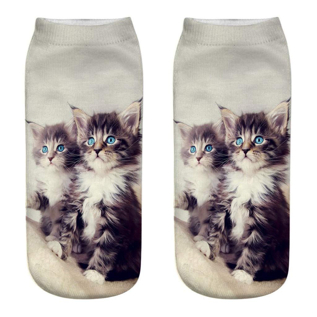 3D Crazy Cat Socks - Colorful Cartoon Ankle Socks for Women Running