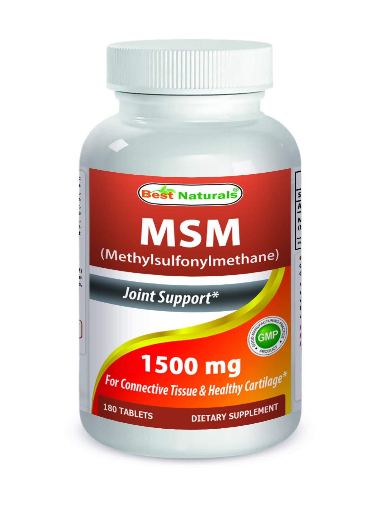 Best Naturals MSM 1500mg 180 Tablets - Premium Joint Support Supplement for Pain Relief & Mobility - Ideal for Athletes, Seniors & Active Lifestyles
