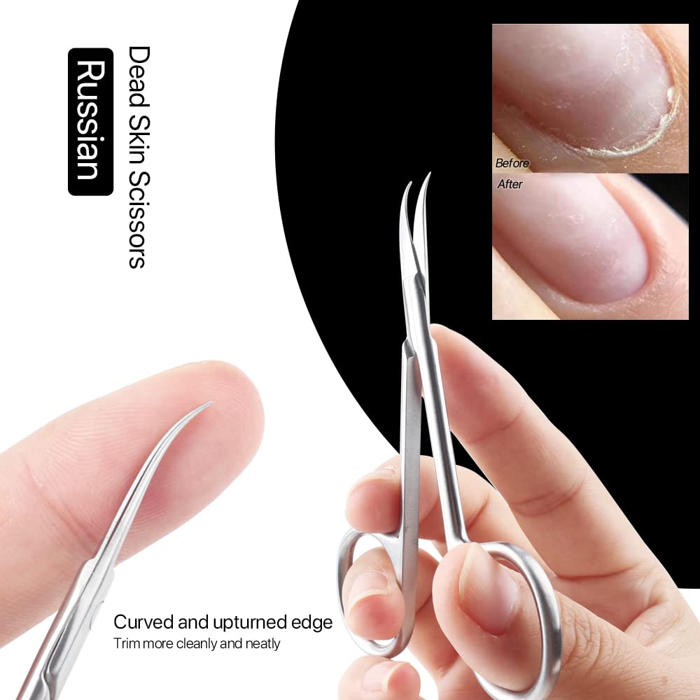 Premium Stainless Steel Cuticle Scissors for Women & Men - Curved Tip Grooming Blades for Precise Manicure & Dry Skin Care - Perfect for Home Nail Care & Professional Salon Use