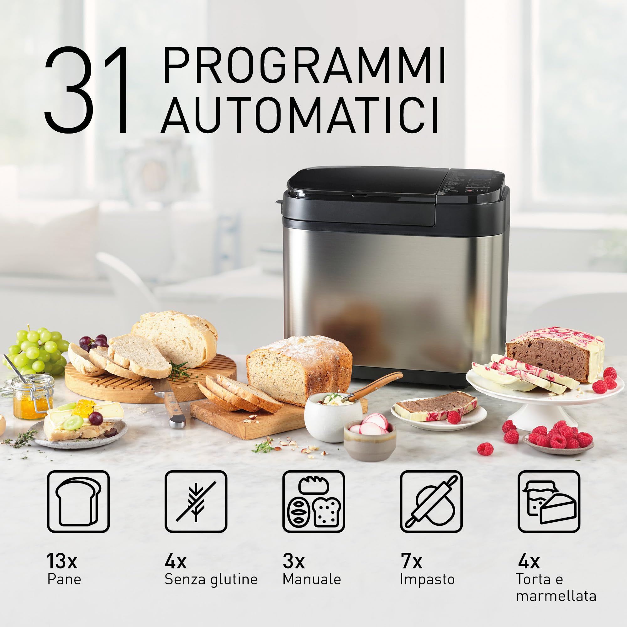 Panasonic SD-YR2550SXE Bread Maker with 31 Baking Programs, Yeast & Nut Dispenser, 13-Hour Digital Timer - Perfect for Homemade Bread, Pizza, Gluten-Free Baking, Cakes & Jams - Ideal for Kitchens, Bakeries & Healthy Living