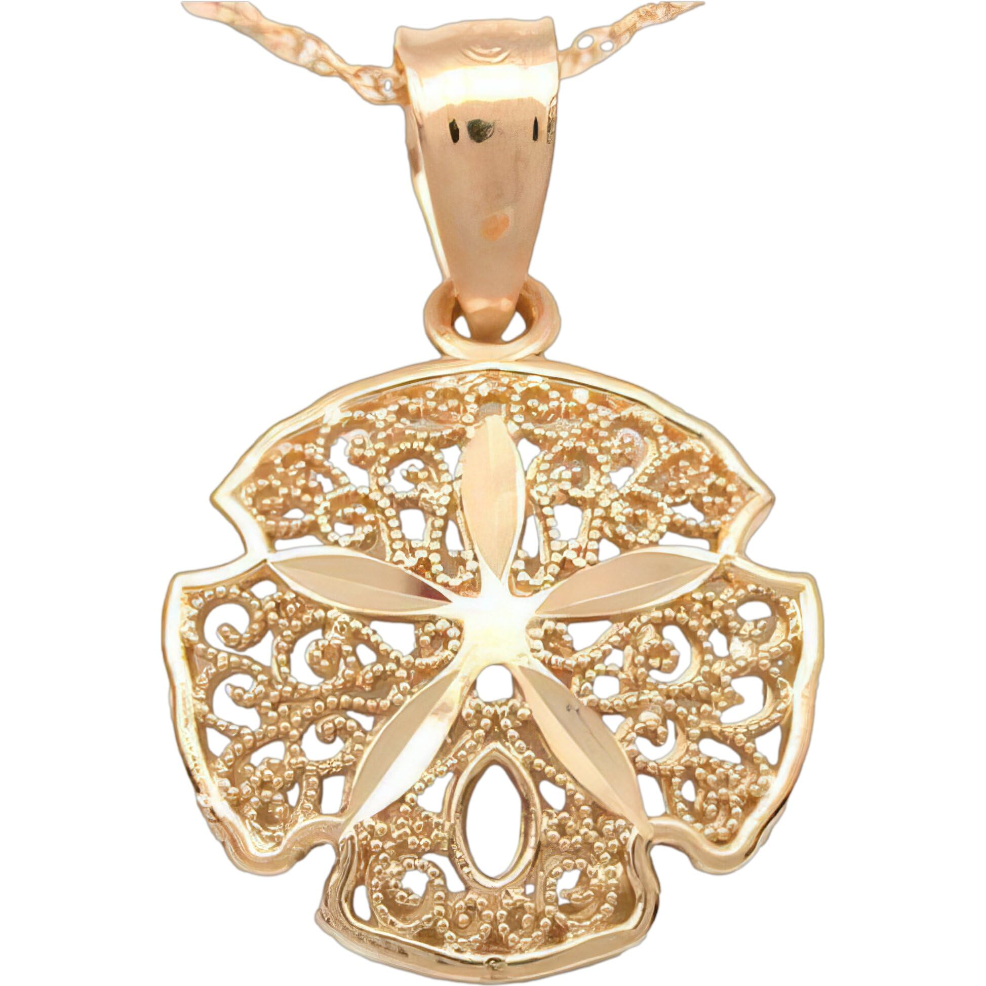 14K Gold Sand Dollar Ocean Charm Necklace - 18