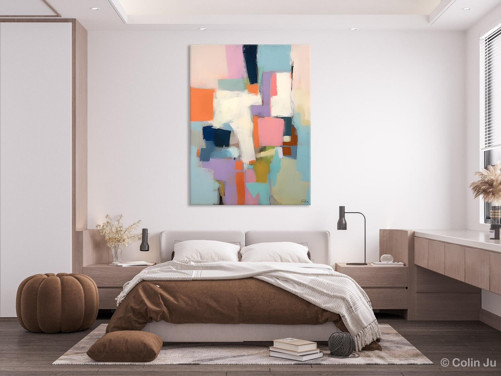Extra Large Modern Wall Art - Acrylic Abstract Painting on Canvas for Dining Room Decor | Contemporary Original Artwork for Home & Office Interior Design