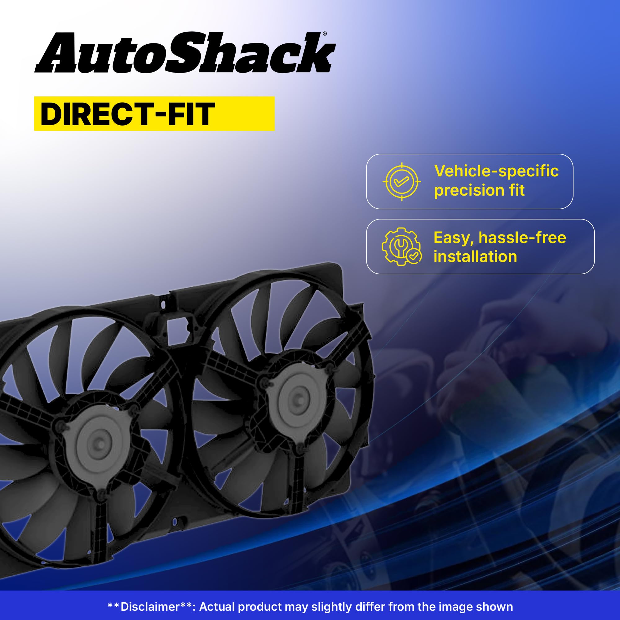 AutoShack Dual Cooling Fan Assembly Replacement for 2007-2013 Chevy Silverado 1500, Tahoe, Suburban, Avalanche & GMC Sierra 1500, Yukon XL 1500 V8 4WD/AWD/RWD - FA720655 - Perfect for Engine Cooling & Overheating Prevention