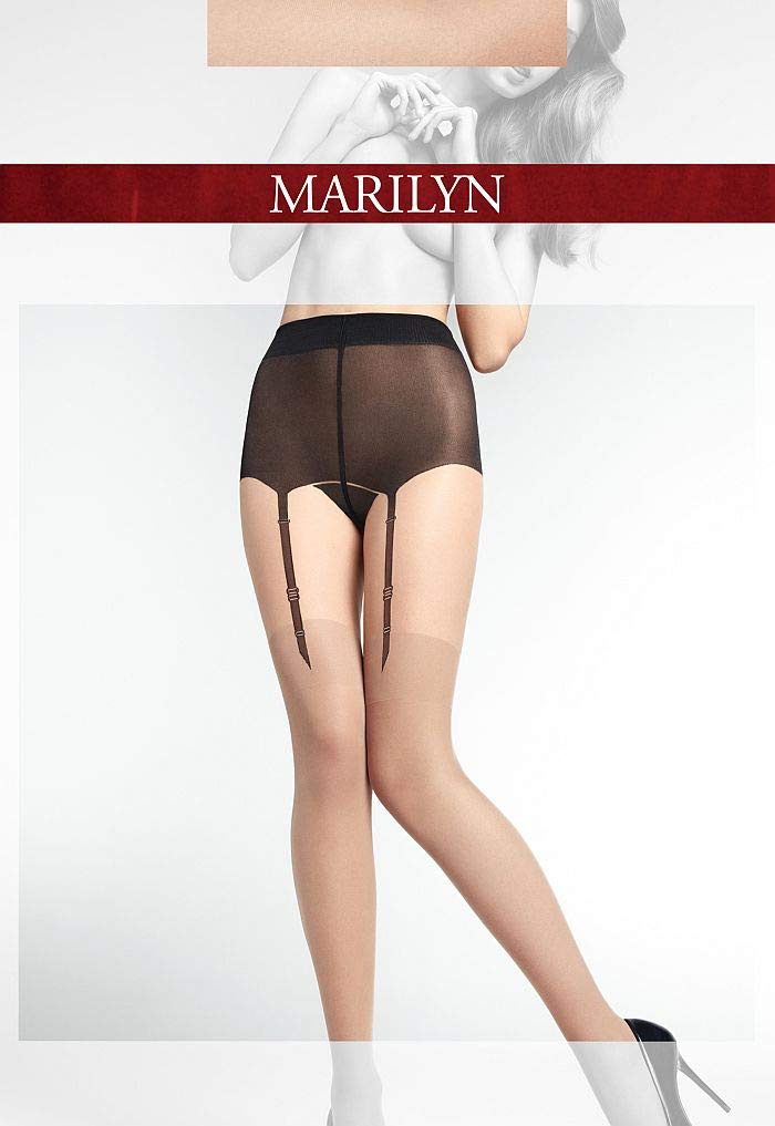 Marilyn Desire Faux Thigh High Stockings with Bow Garter - 20 Denier European Style Sheer Pantyhose for Women - Perfect for Cosplay, Date Night & Vintage Fashion Outfits