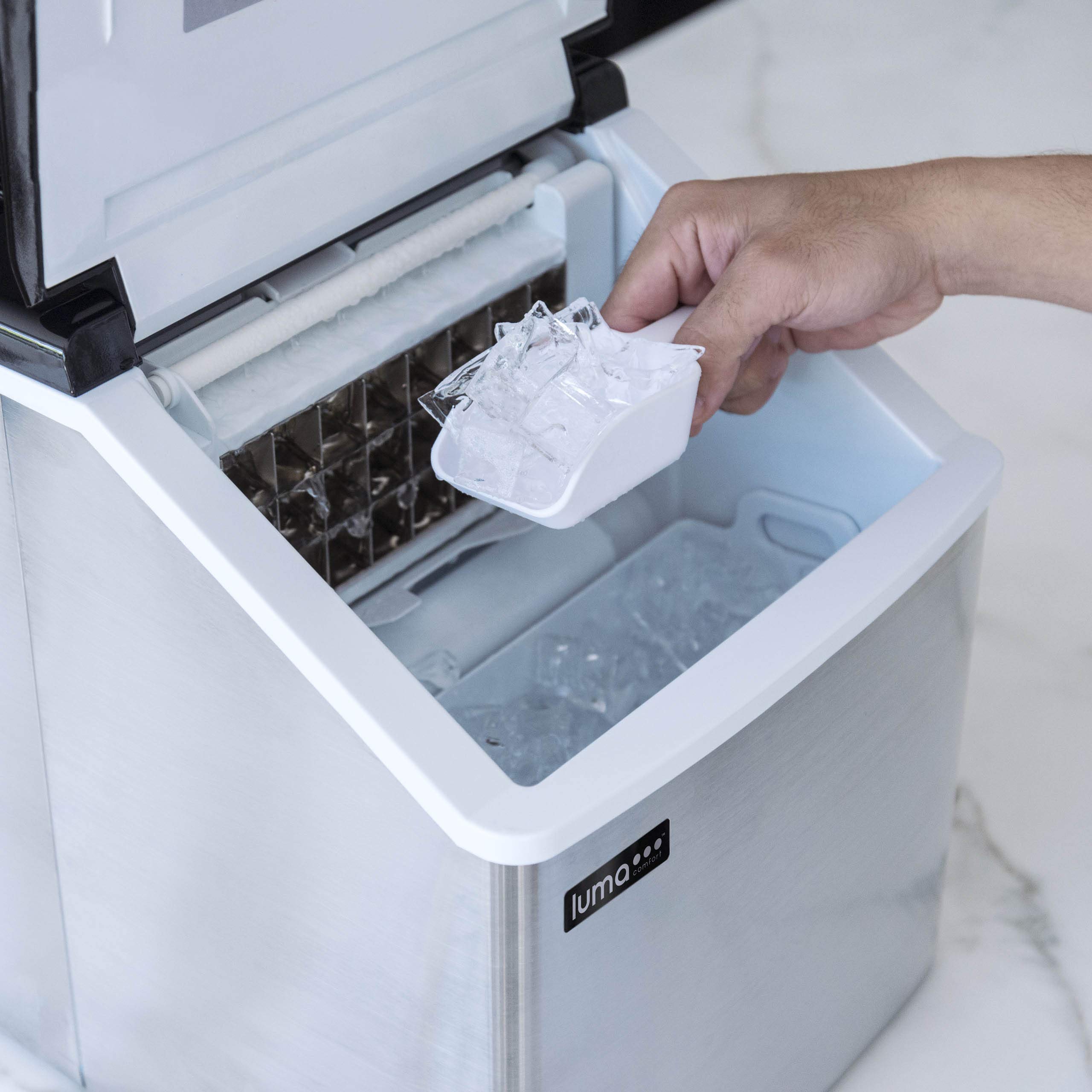 Premium Clear Ice Cube Maker Machine - Fast 15-Minute First Batch, 40 lbs Daily Output | Stainless Steel Countertop Portable Design (IM200SS) | Perfect for Home Bars, Cocktails, and Commercial Use