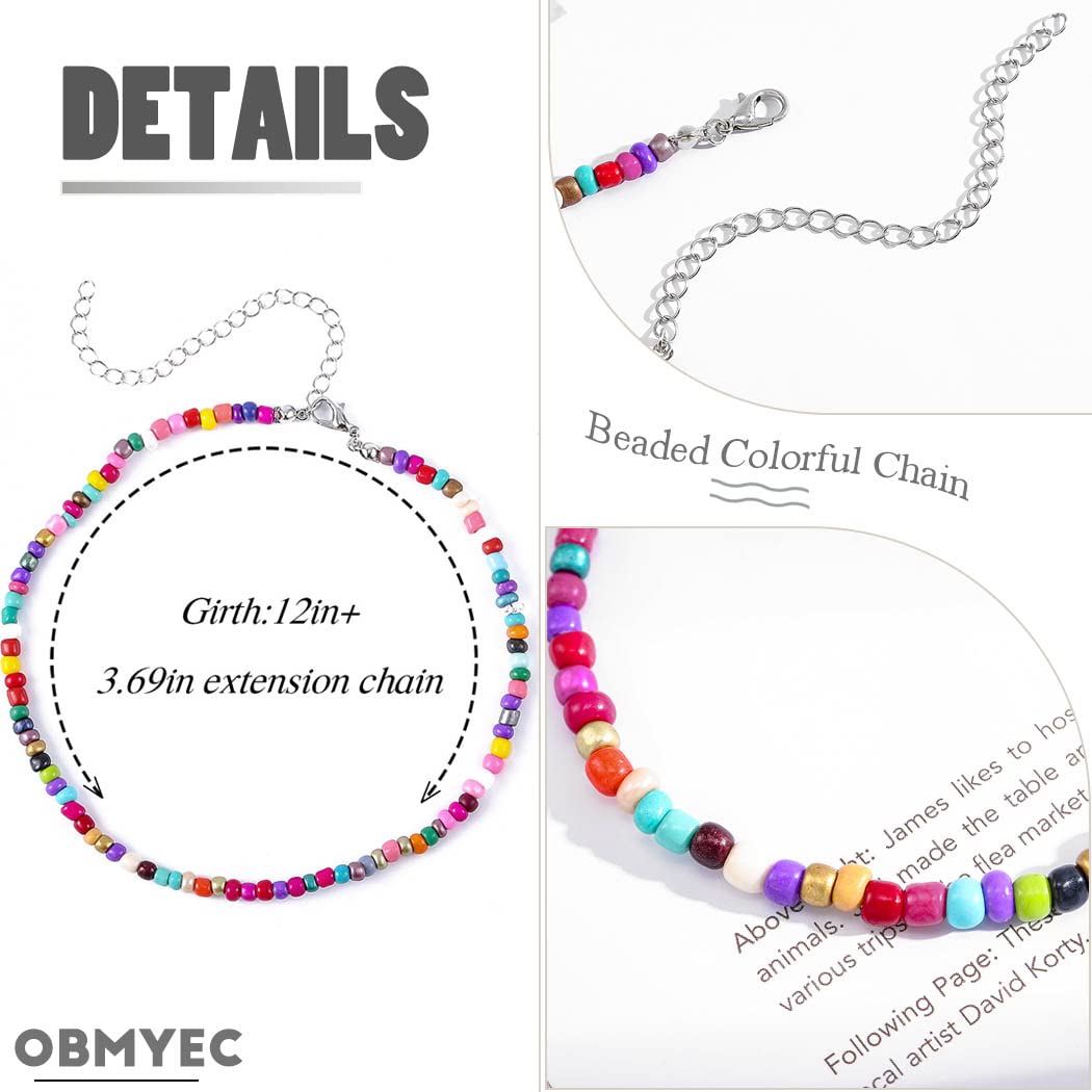 Boho Beaded Choker Necklace for Women - Delicate Short Chain Jewelry with Beads - Perfect for Casual Wear, Festivals & Boho Fashion