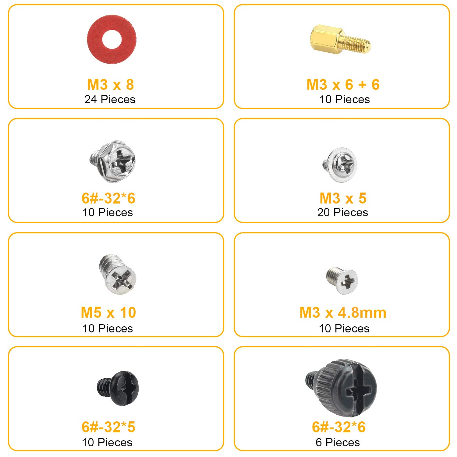 Premium PC Computer Screws & Standoffs Kit - Motherboard, Hard Drive, Case, Fan & Graphics Card Mounting Hardware | Secure & Durable Fasteners for PC Building & Repair