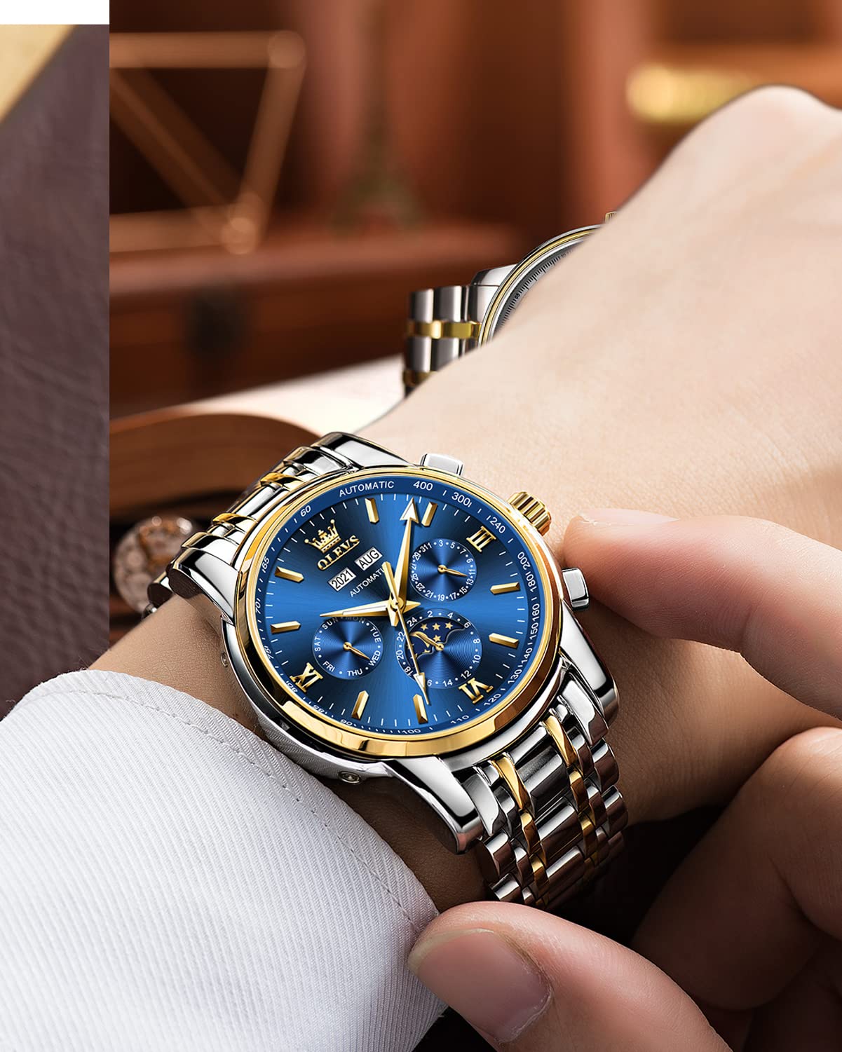 OLEVS Automatic Men's Watch - Luxury Stainless Steel, Waterproof & Luminous for Business & Night Out