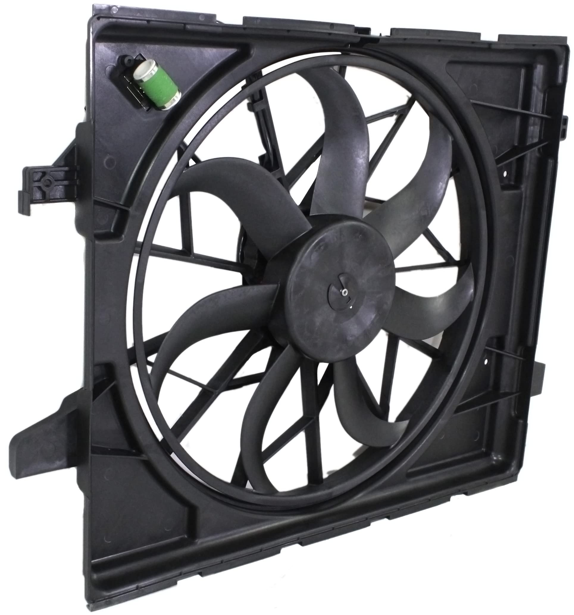 Go-Parts Radiator Fan Assembly for 2011-2020 Dodge Durango & 2011-2022 Jeep Grand Cherokee - Single Fan, Standard Cooling with Resistor (Fits 2012-2016 Models, Non-Tow Package) - Perfect Replacement for Overheating Issues & Engine Cooling System Maintenance