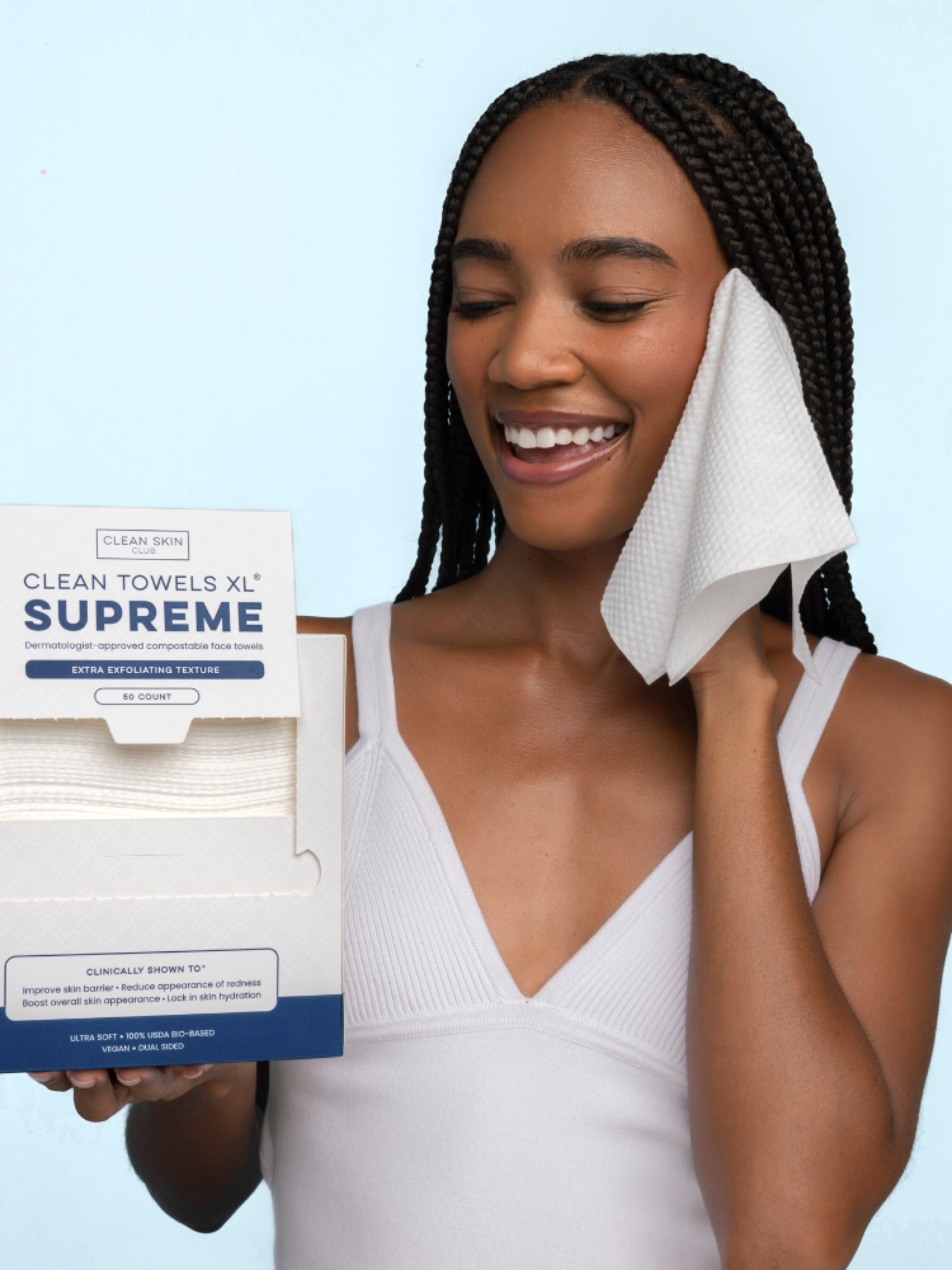 Clean Skin Club XL Supreme Facial Towels - Hypoallergenic & Eco-Friendly Disposable Face Towels for Skincare, Makeup Removal & Spa Treatments