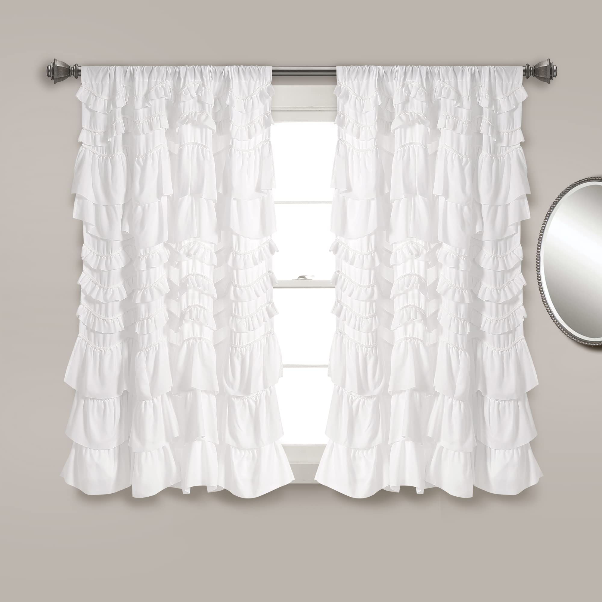 Lush Decor Kemmy White Window Curtain Panel - 63