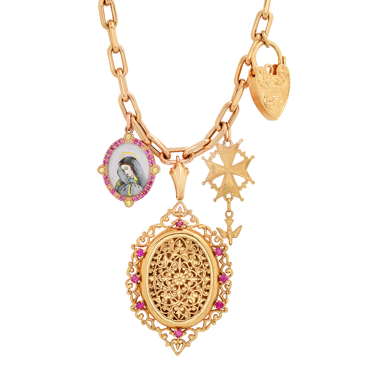Elegant Charms & Lock Necklace for Women - Dainty Layering Jewelry Gift for Her - Perfect for Valentine's Day, Anniversary & Special Occasions