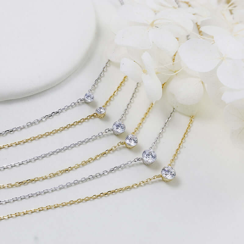 14K Gold Solitaire Moissanite Pendant Necklace for Women | Elegant Dainty Jewelry Gift for Anniversary, Birthday & Valentine's Day | Perfect for Everyday Wear & Special Occasions