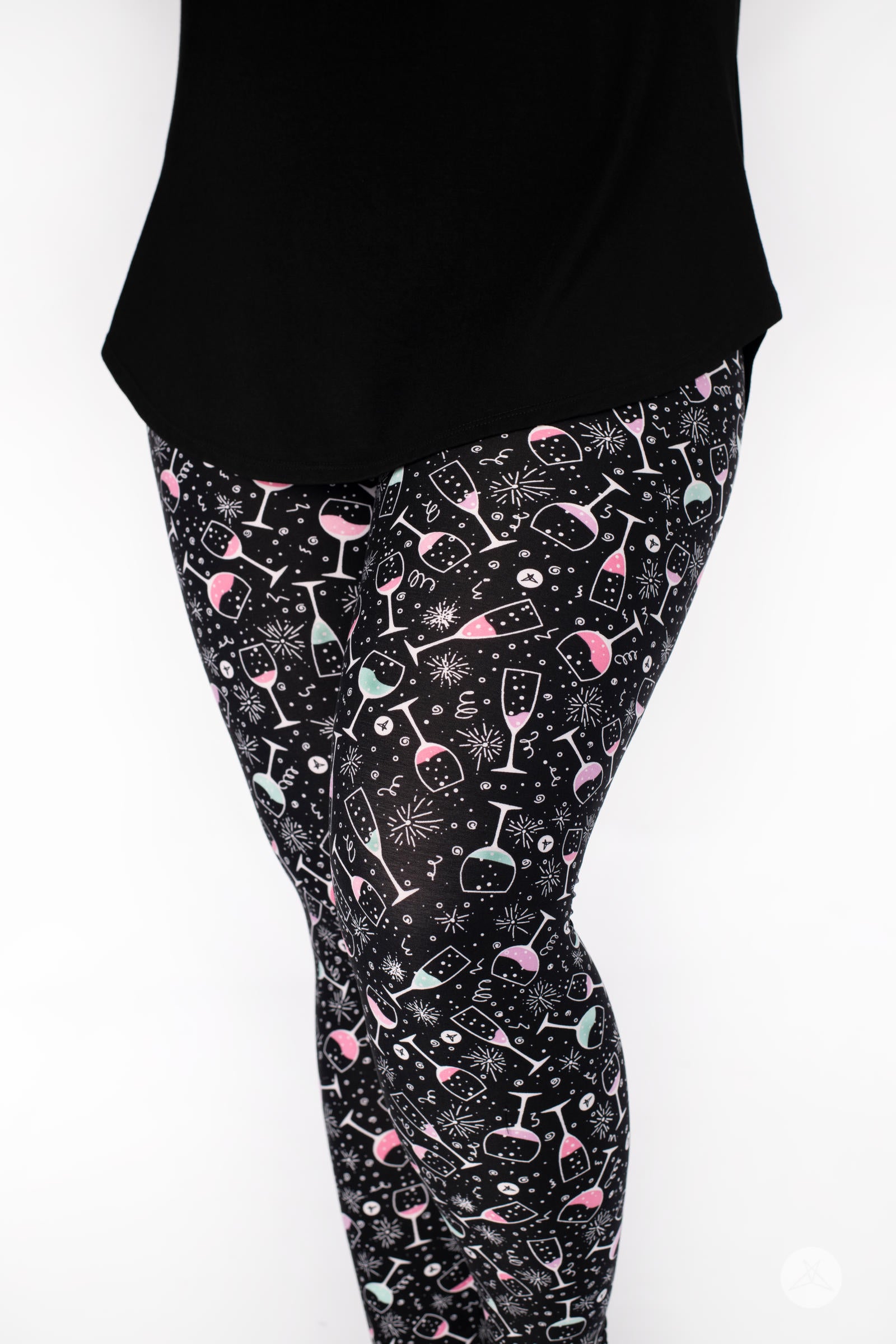Happy Hour Patterned Leggings - Trendy High Waist Yoga Pants for Women, Comfortable Workout Leggings with Fun Prints - Perfect for Yoga, Gym, Running & Casual Wear