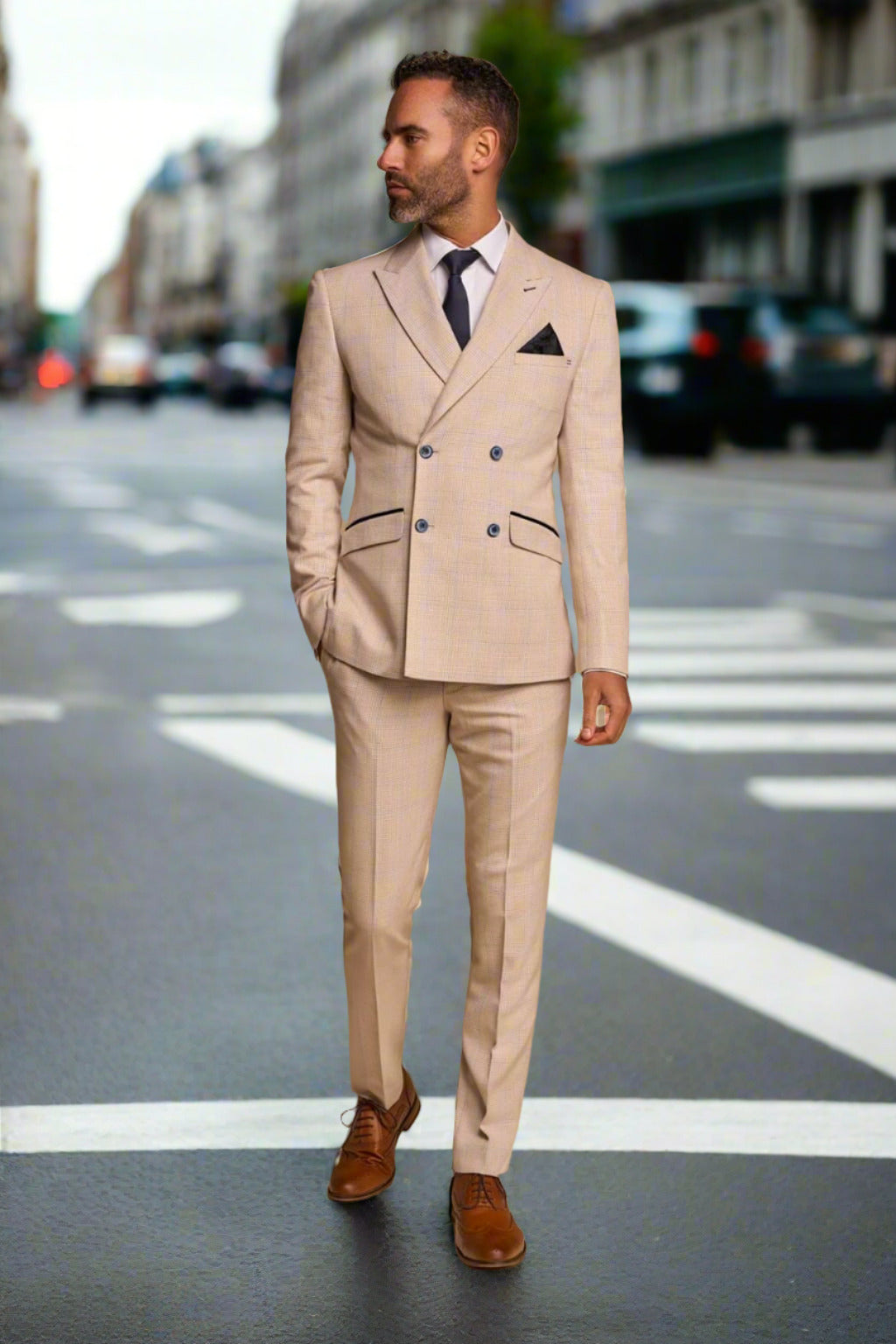 Stylish Slim Fit Double Breasted Check Blazer for Men - Perfect for Business Meetings, Weddings & Formal Events