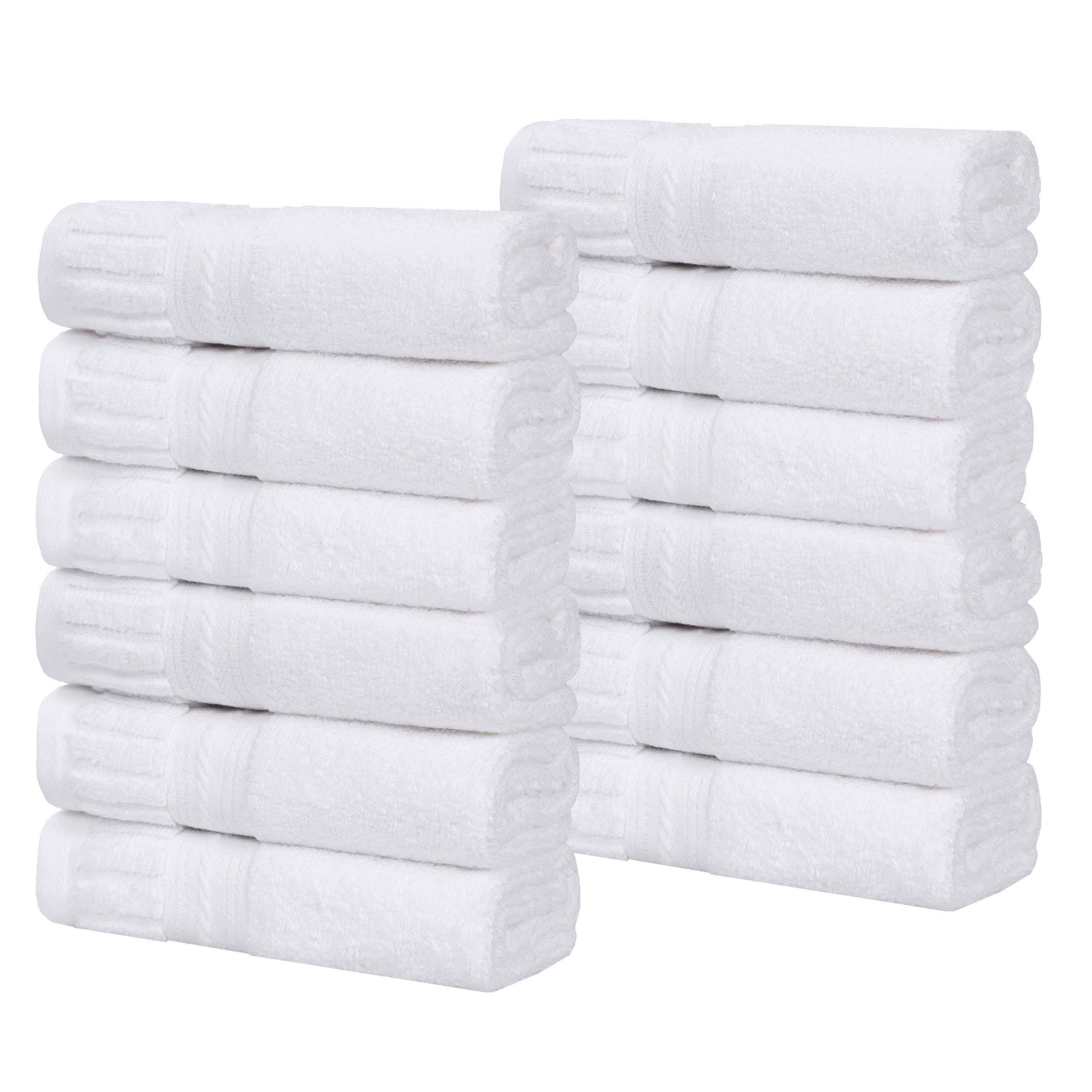 Premium Venice Zero Twist Cotton Medium Weight Face Towels - Soft & Absorbent, Set of 12 for Bathroom, Spa & Gym Use