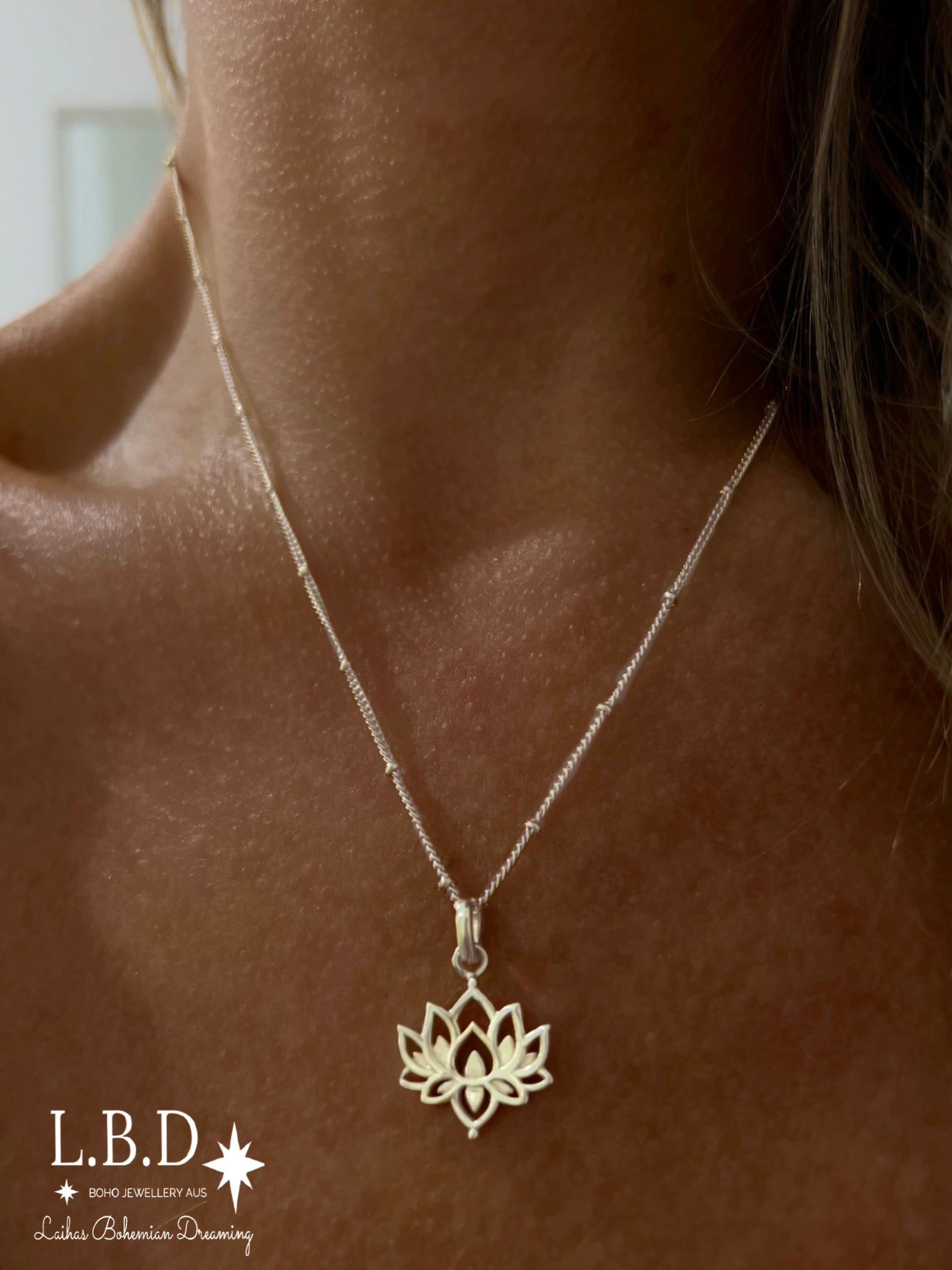 Boho Chic Lotus Flower Necklace for Women - Sterling Silver Pendant Jewelry - Perfect for Yoga, Meditation & Boho Fashion Accessories