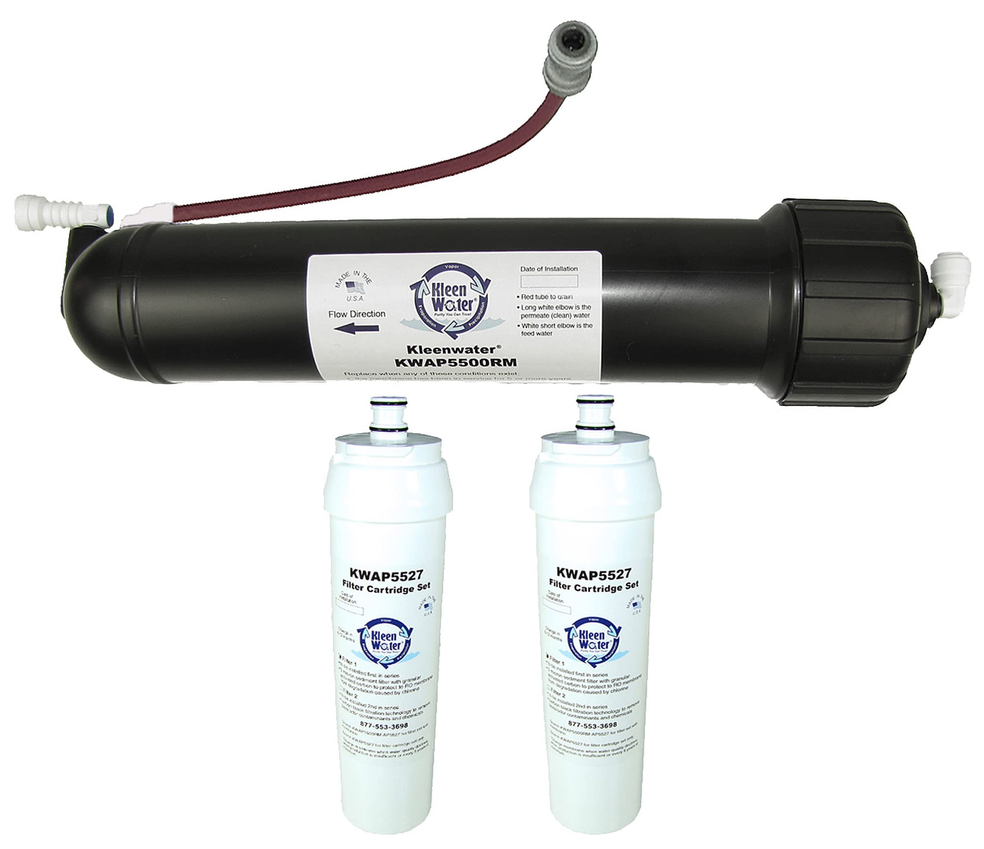 KleenWater KWAP5527 Replacement Multi-Pack for Aqua-Pure AP5500RM | Includes Water Filter Membrane, Housing & 2 Cartridges | Compatible with AP-RO5500 | Perfect for Home & Office Water Filtration Systems
